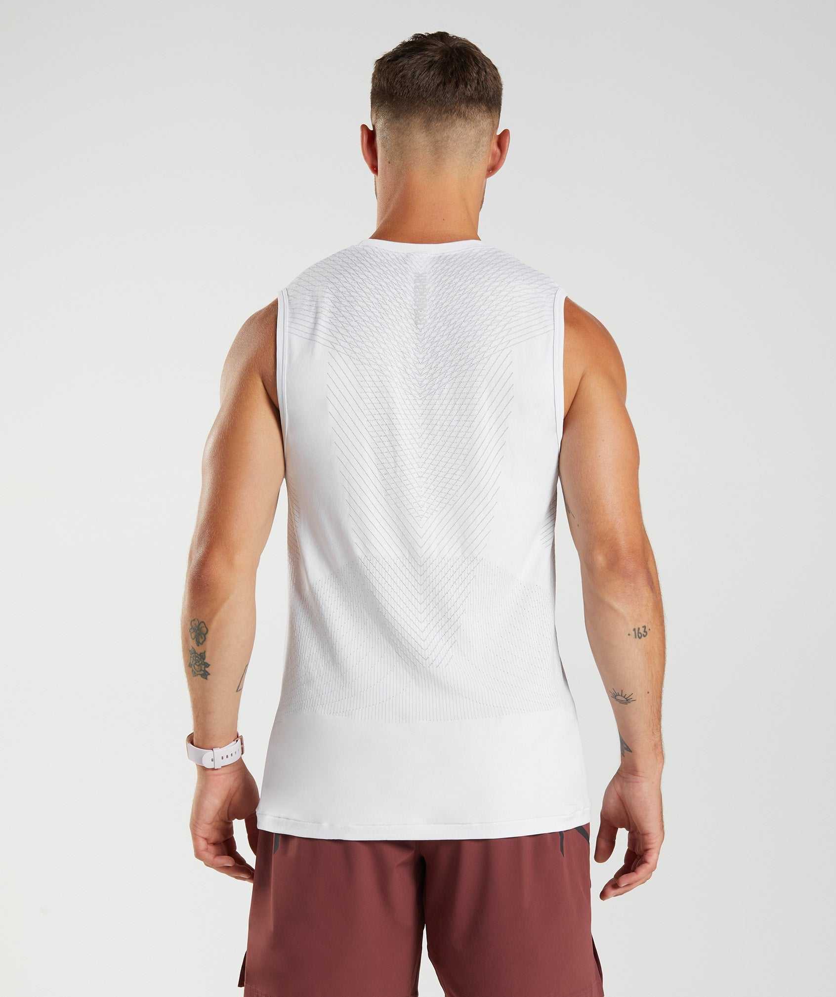 Gymshark Apex Seamless Tanktop Wit Lichtgrijs | QPMT41297