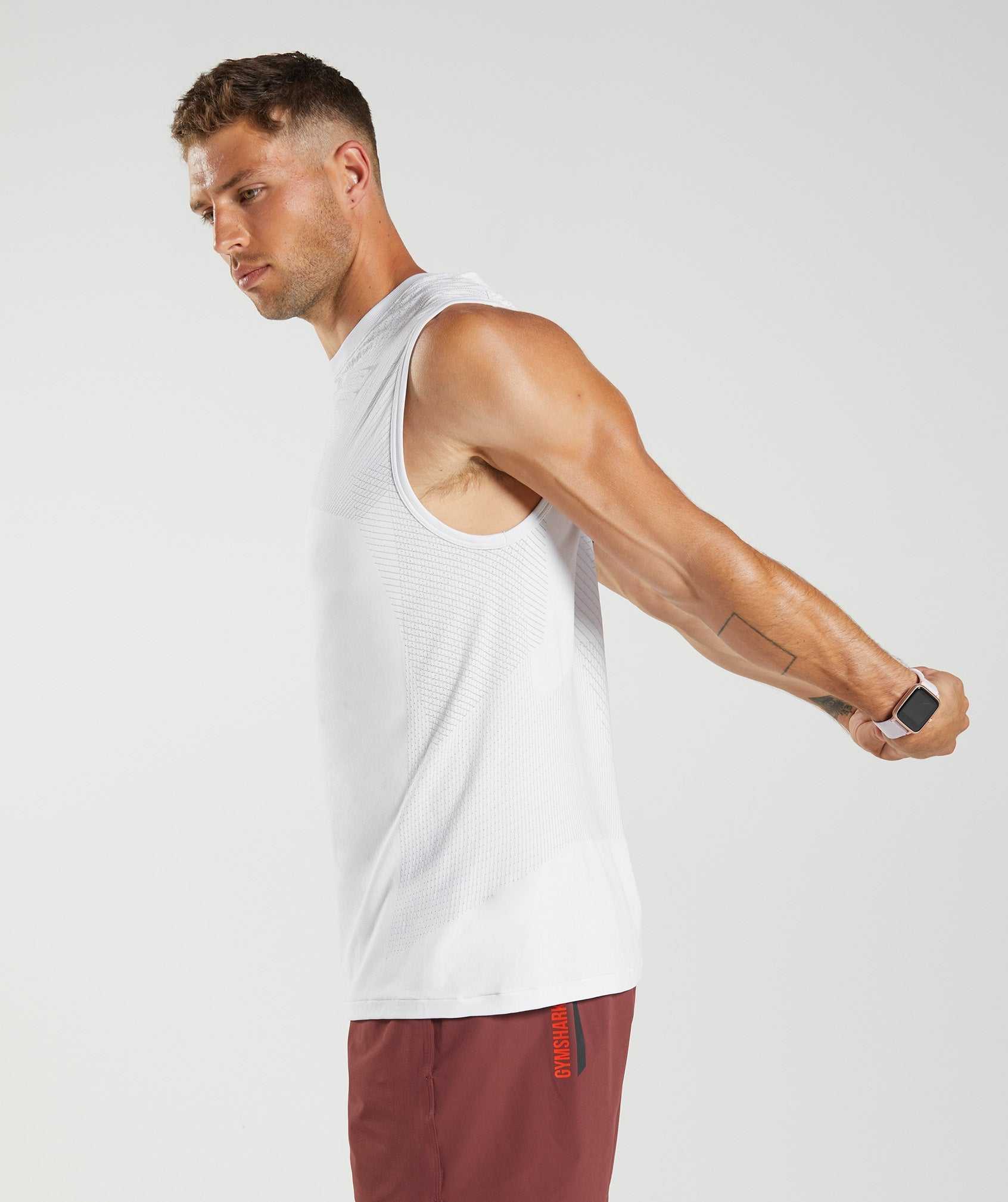 Gymshark Apex Seamless Tanktop Wit Lichtgrijs | QPMT41297