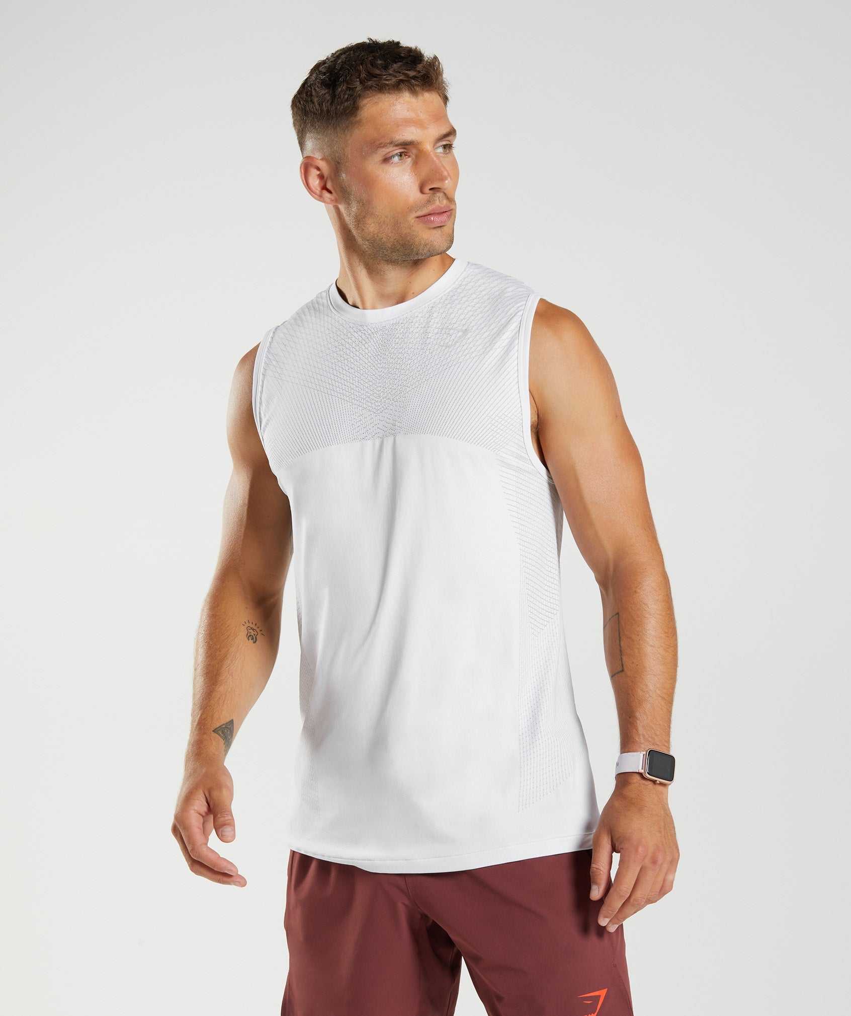 Gymshark Apex Seamless Tanktop Wit Lichtgrijs | QPMT41297