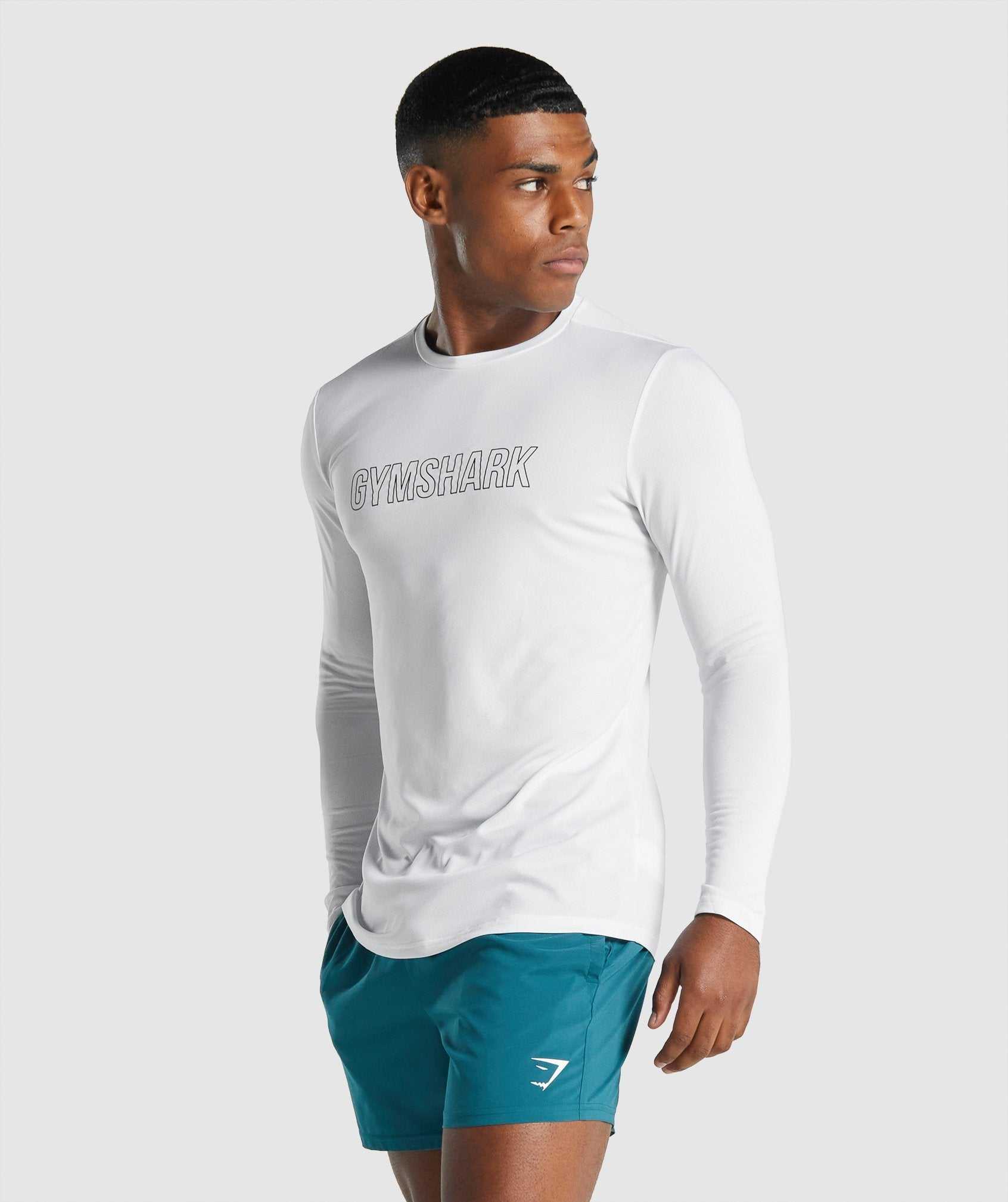 Gymshark Arrival Long Sleeve Grafische T-shirts Wit | FAMJ24615