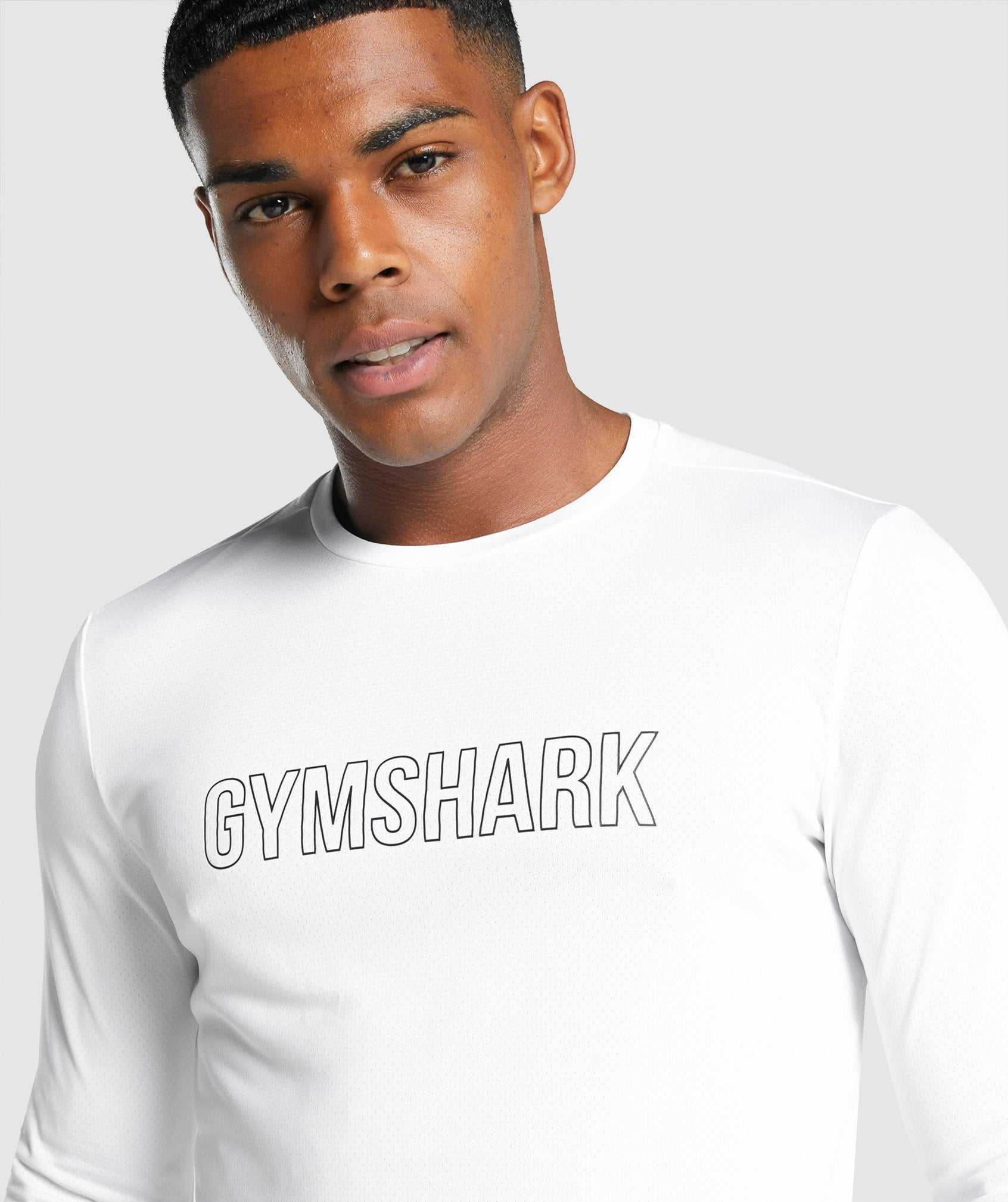 Gymshark Arrival Long Sleeve Grafische T-shirts Wit | FAMJ24615