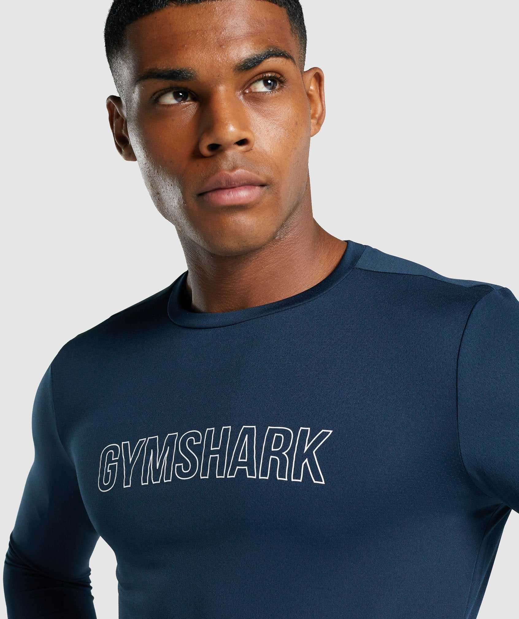 Gymshark Arrival Long Sleeve Grafische T-shirts Donkerblauw | XTYG47809