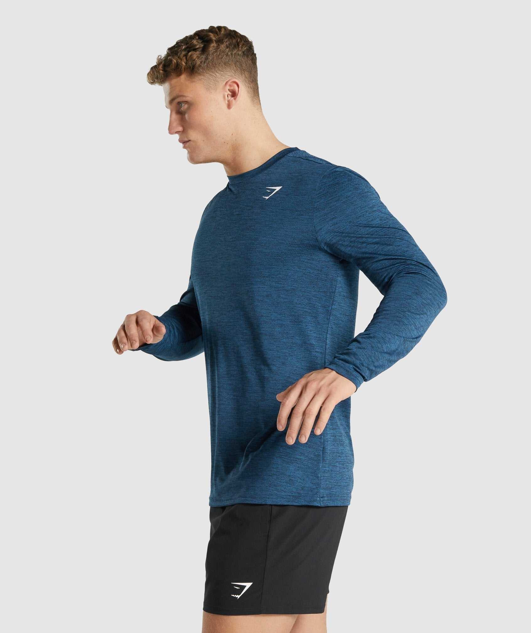 Gymshark Arrival Marl Long Sleeve T-shirts Donkerblauw | ACXR07435