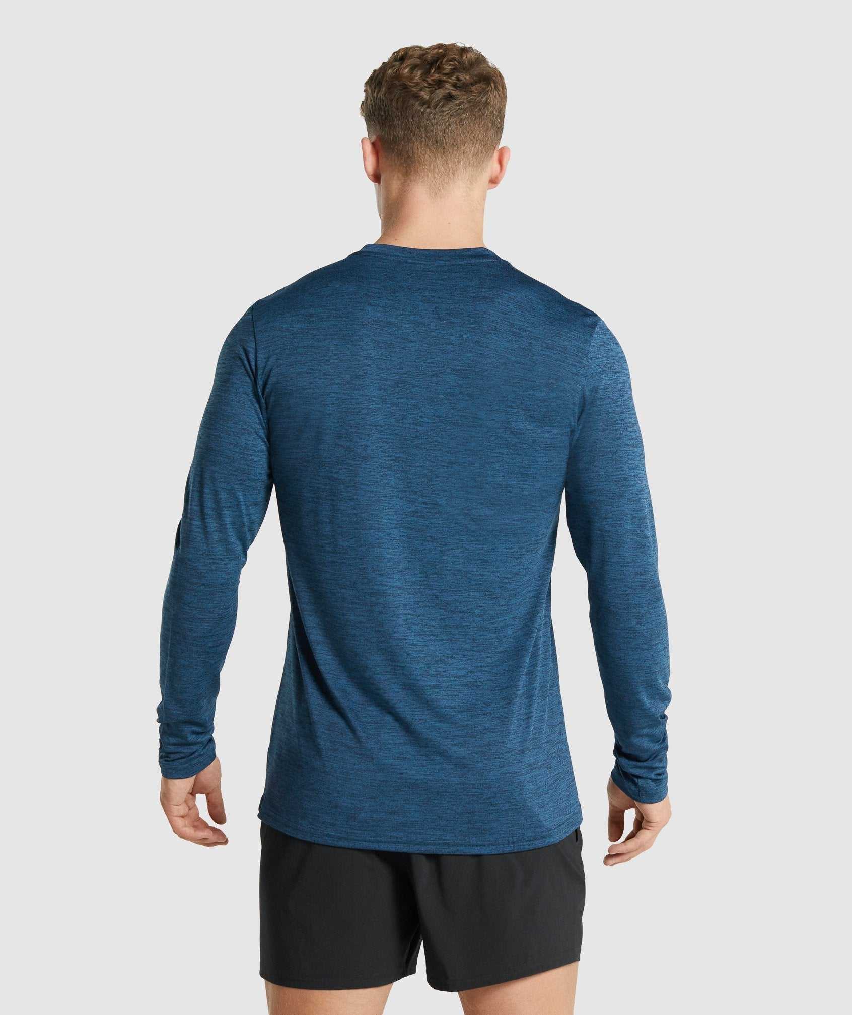 Gymshark Arrival Marl Long Sleeve T-shirts Donkerblauw | ACXR07435