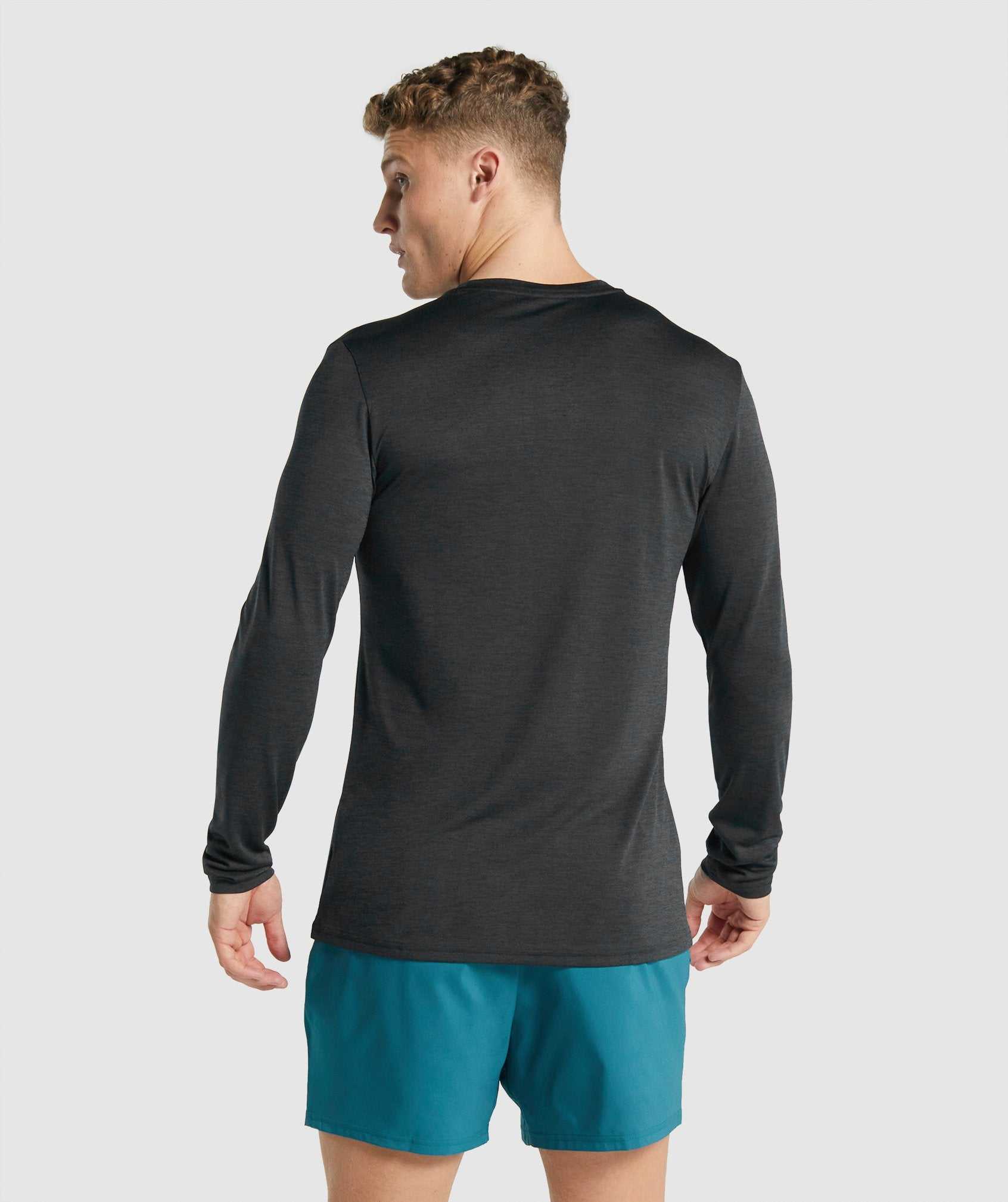 Gymshark Arrival Marl Long Sleeve T-shirts Zwart | RHAX81739