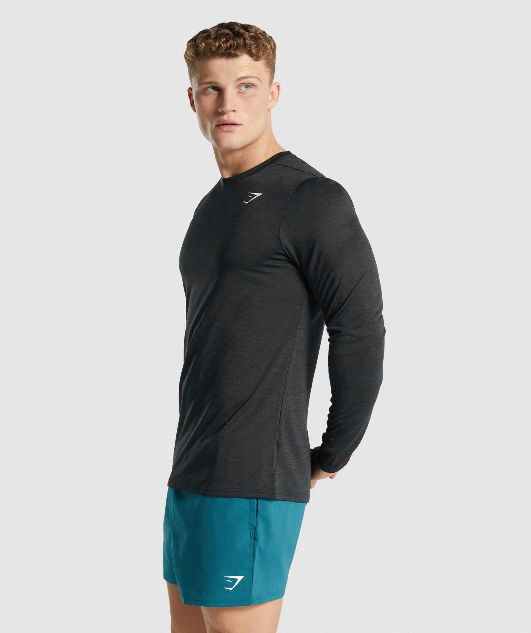 Gymshark Arrival Marl Long Sleeve T-shirts Zwart | RHAX81739