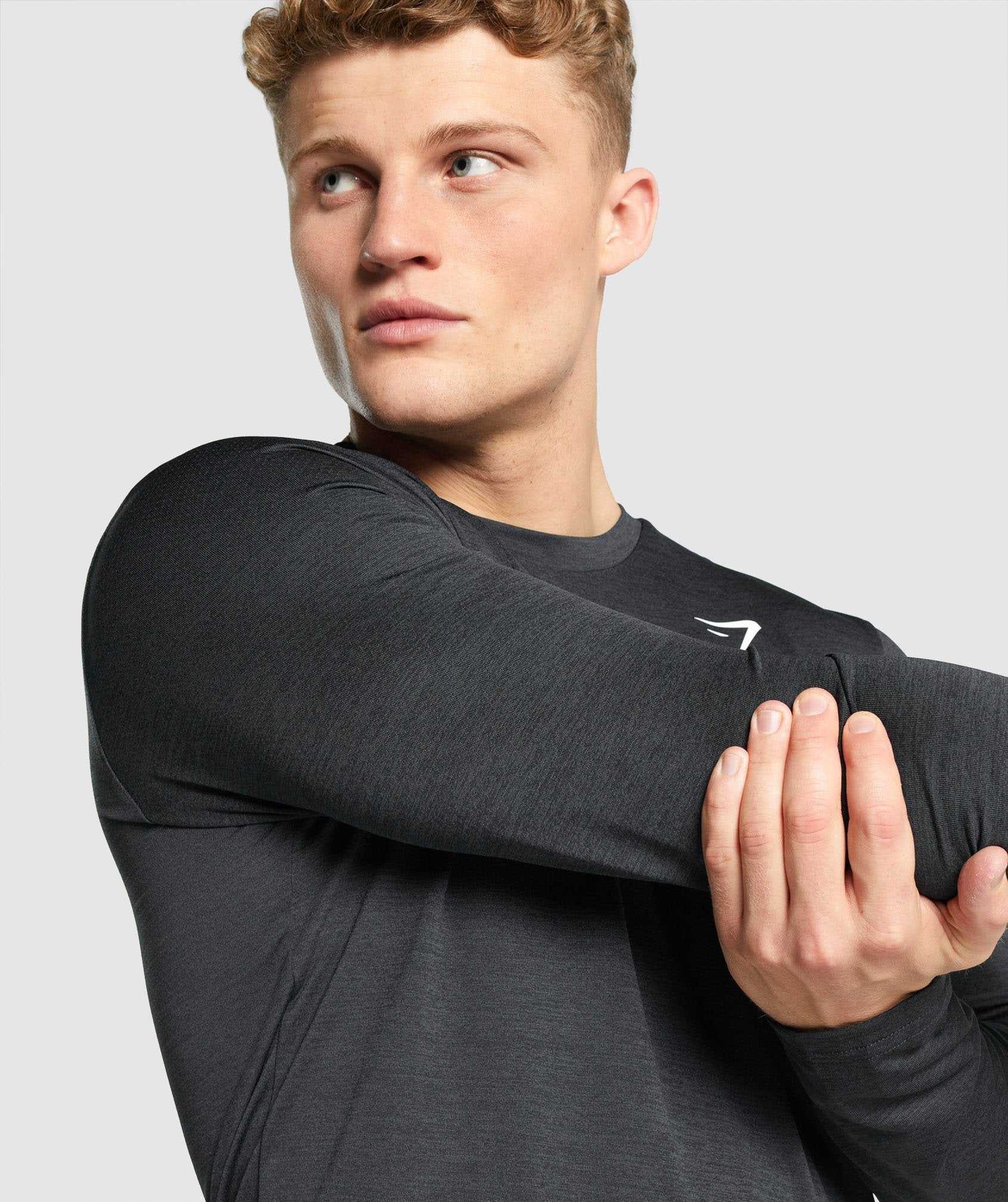 Gymshark Arrival Marl Long Sleeve T-shirts Zwart | RHAX81739