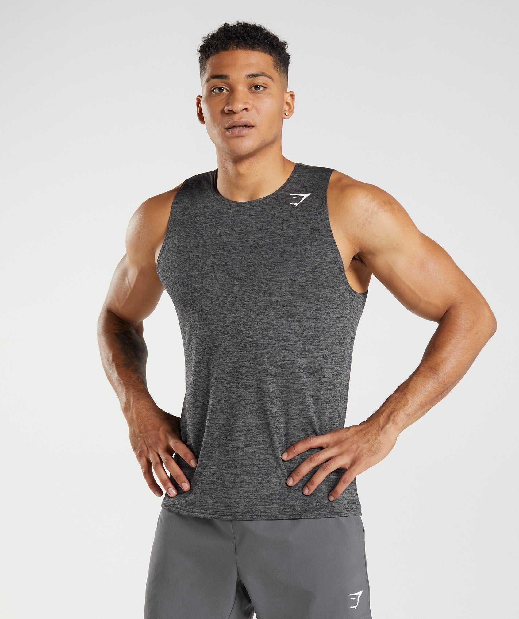 Gymshark Arrival Slim Marl Tanktop Zwart Grijs | XTFU23874