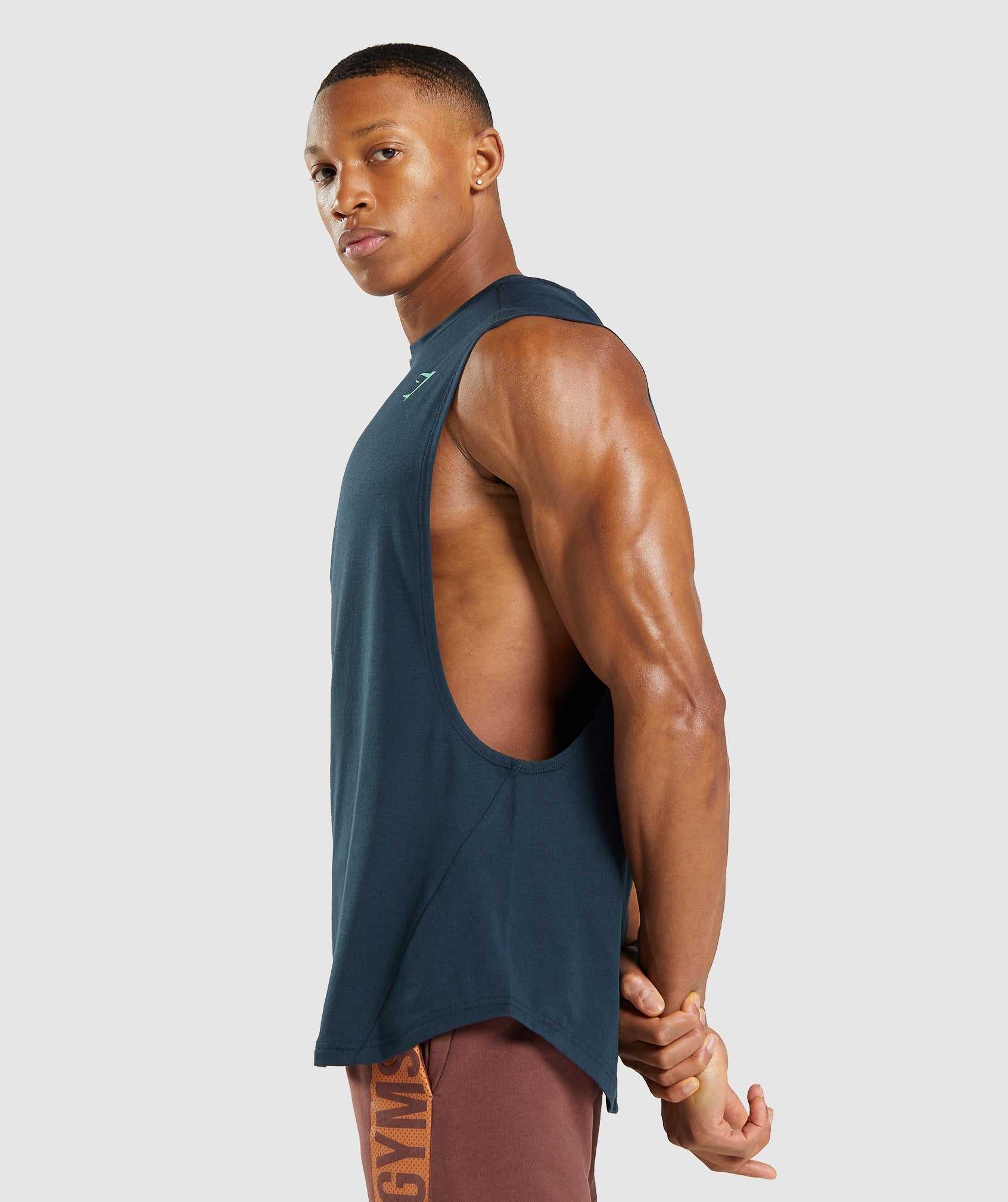 Gymshark Bold Drop Arm Tanktop Donkerblauw | HDNQ54172