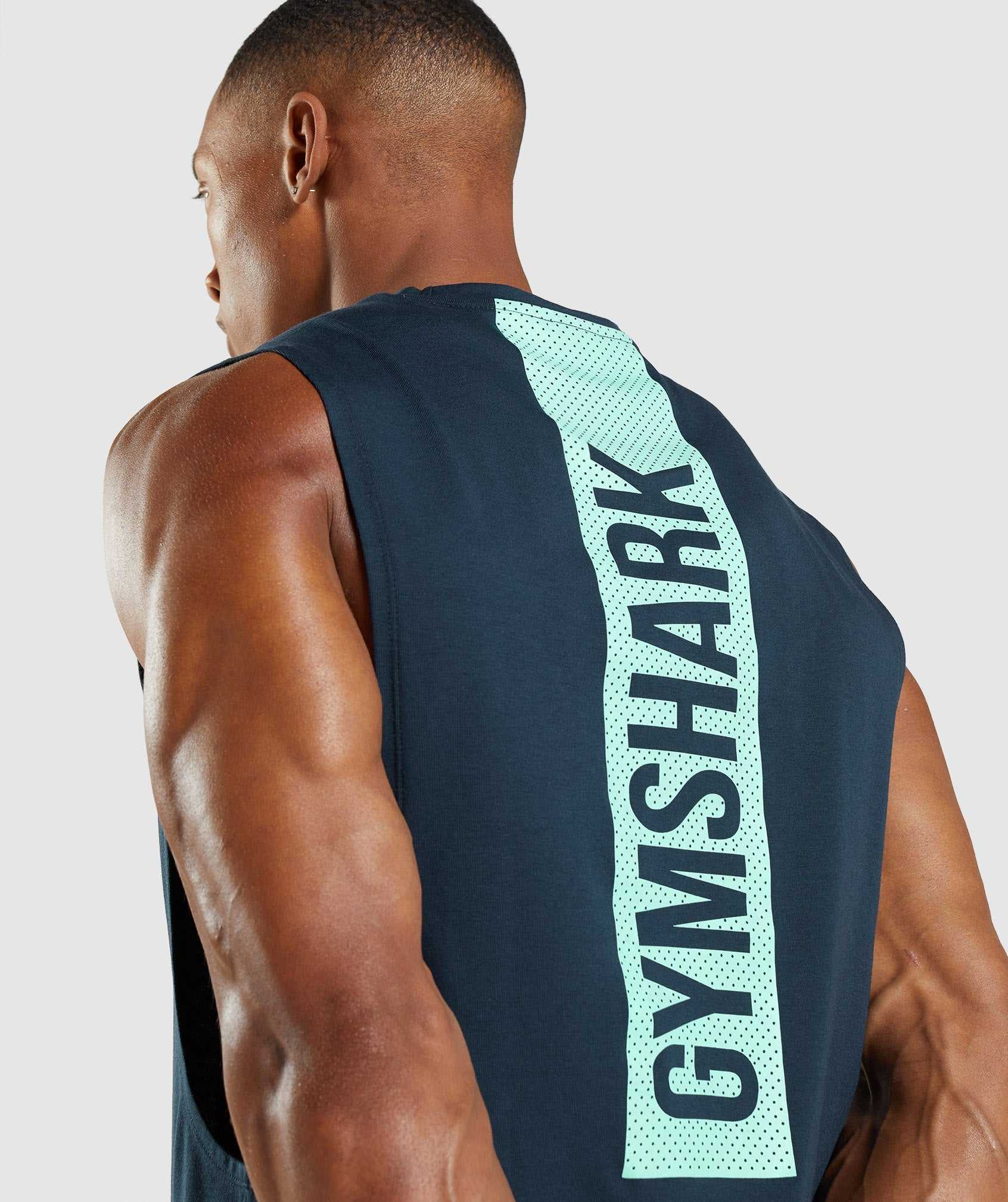 Gymshark Bold Drop Arm Tanktop Donkerblauw | HDNQ54172