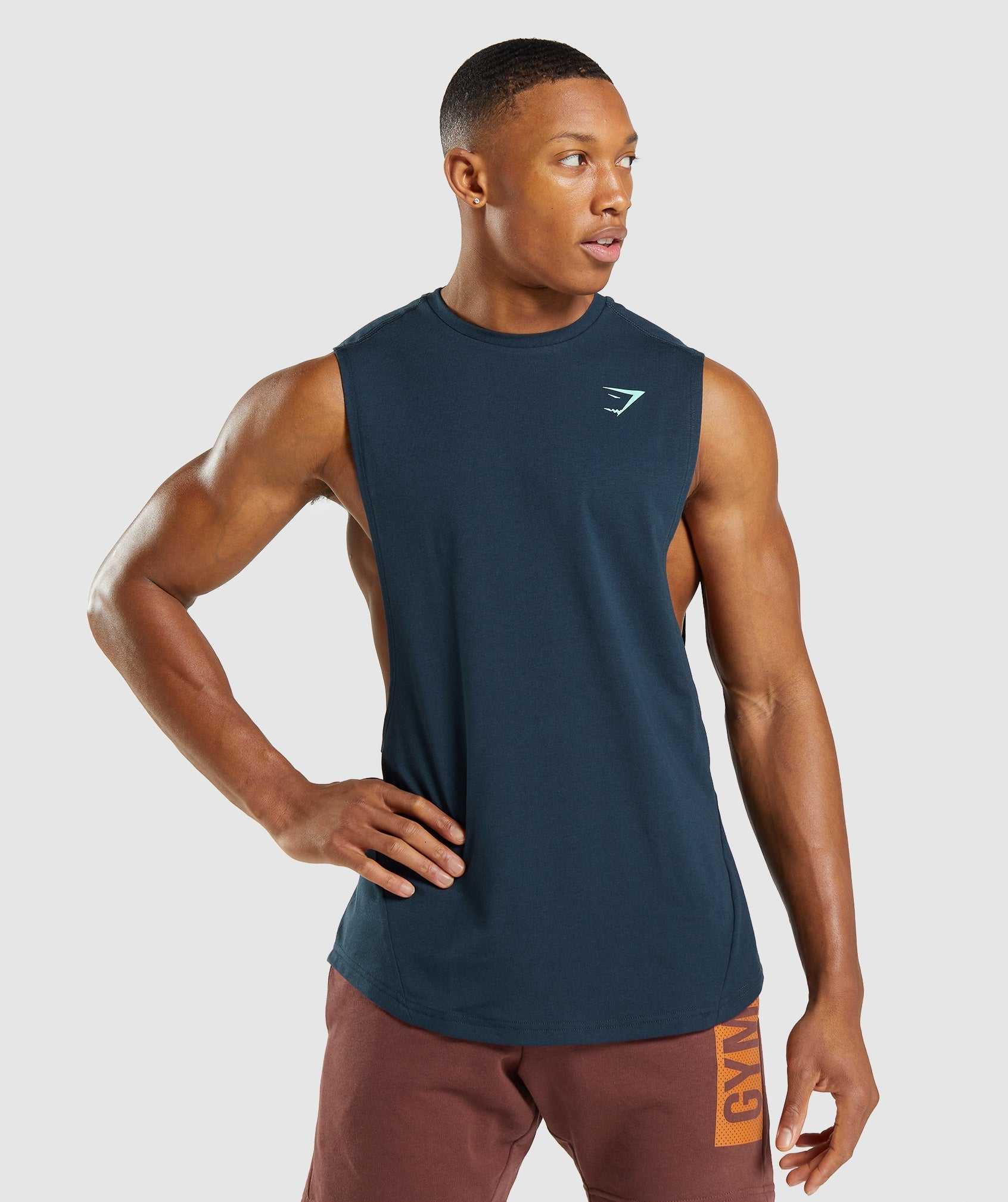 Gymshark Bold Drop Arm Tanktop Donkerblauw | HDNQ54172