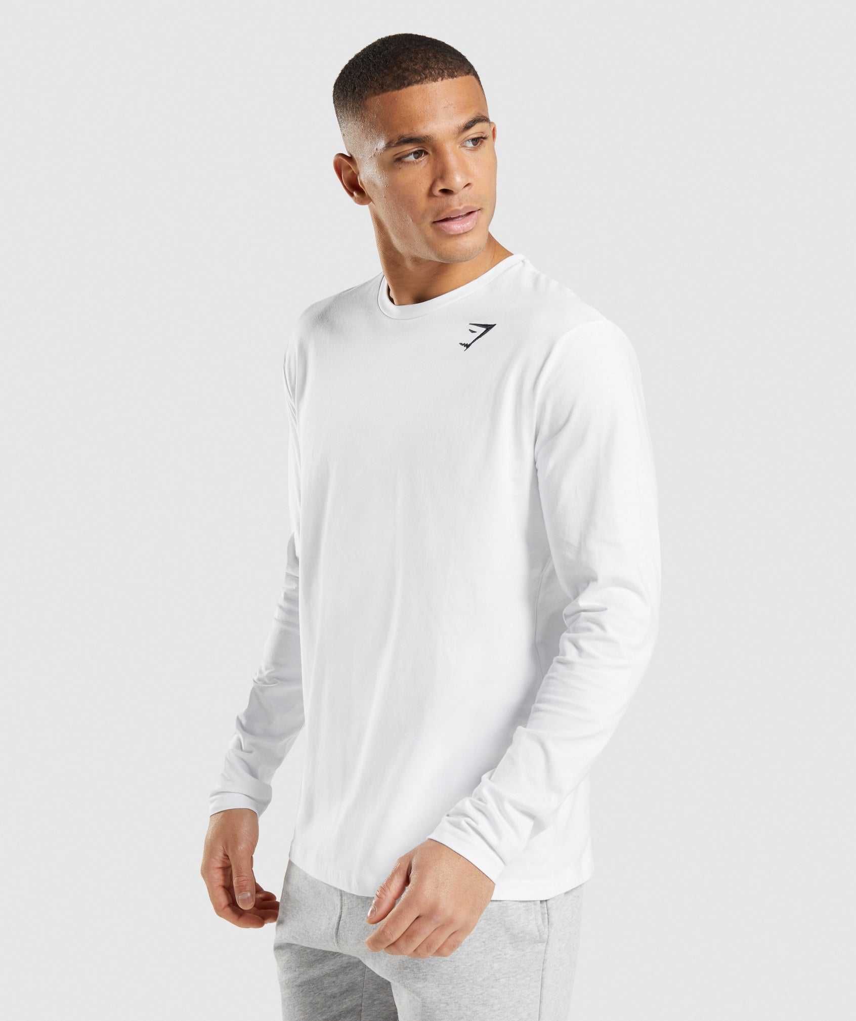 Gymshark Crest Long Sleeve T-shirts Wit | YRUX79628