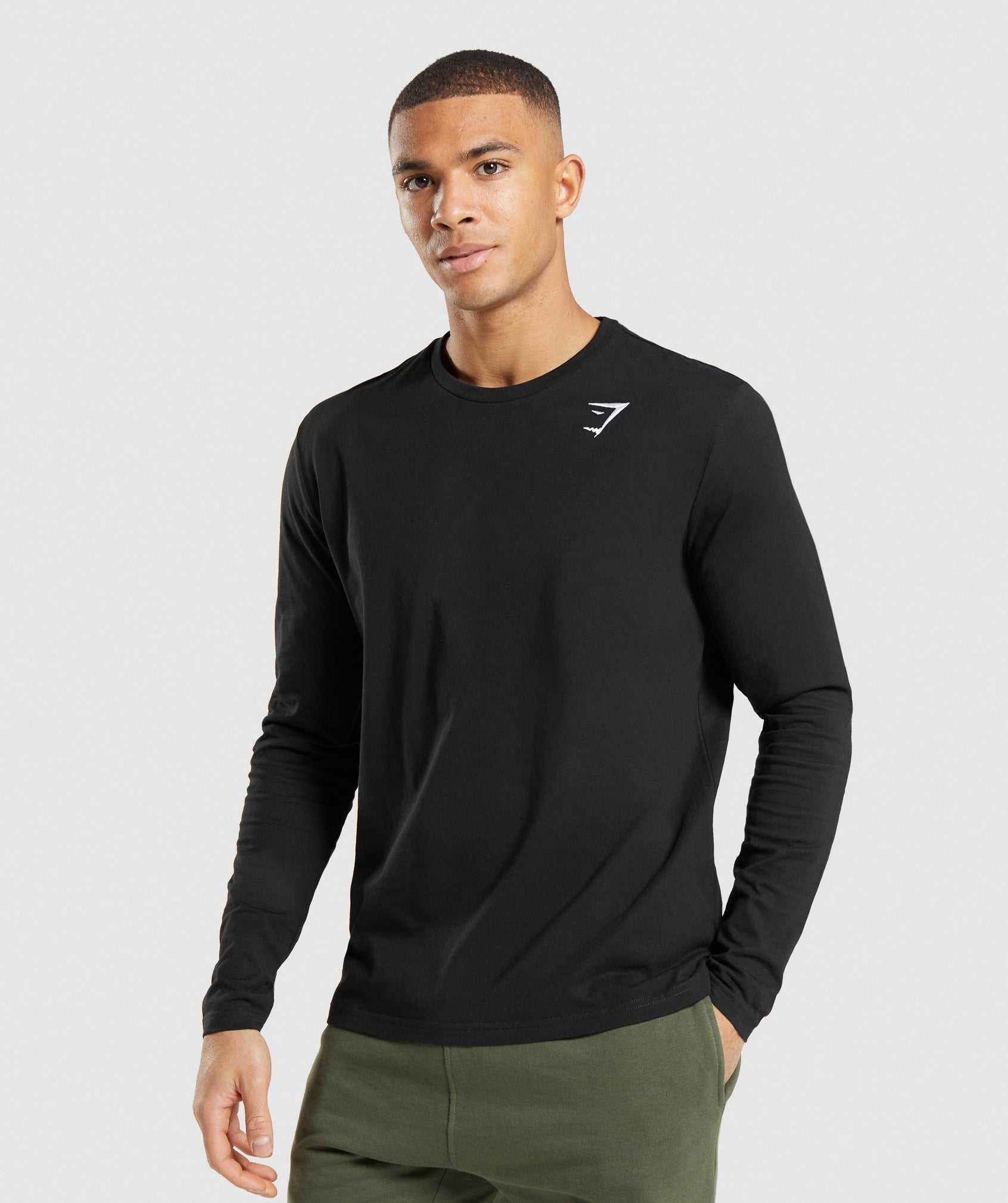 Gymshark Crest Long Sleeve T-shirts Zwart | XOGA89410