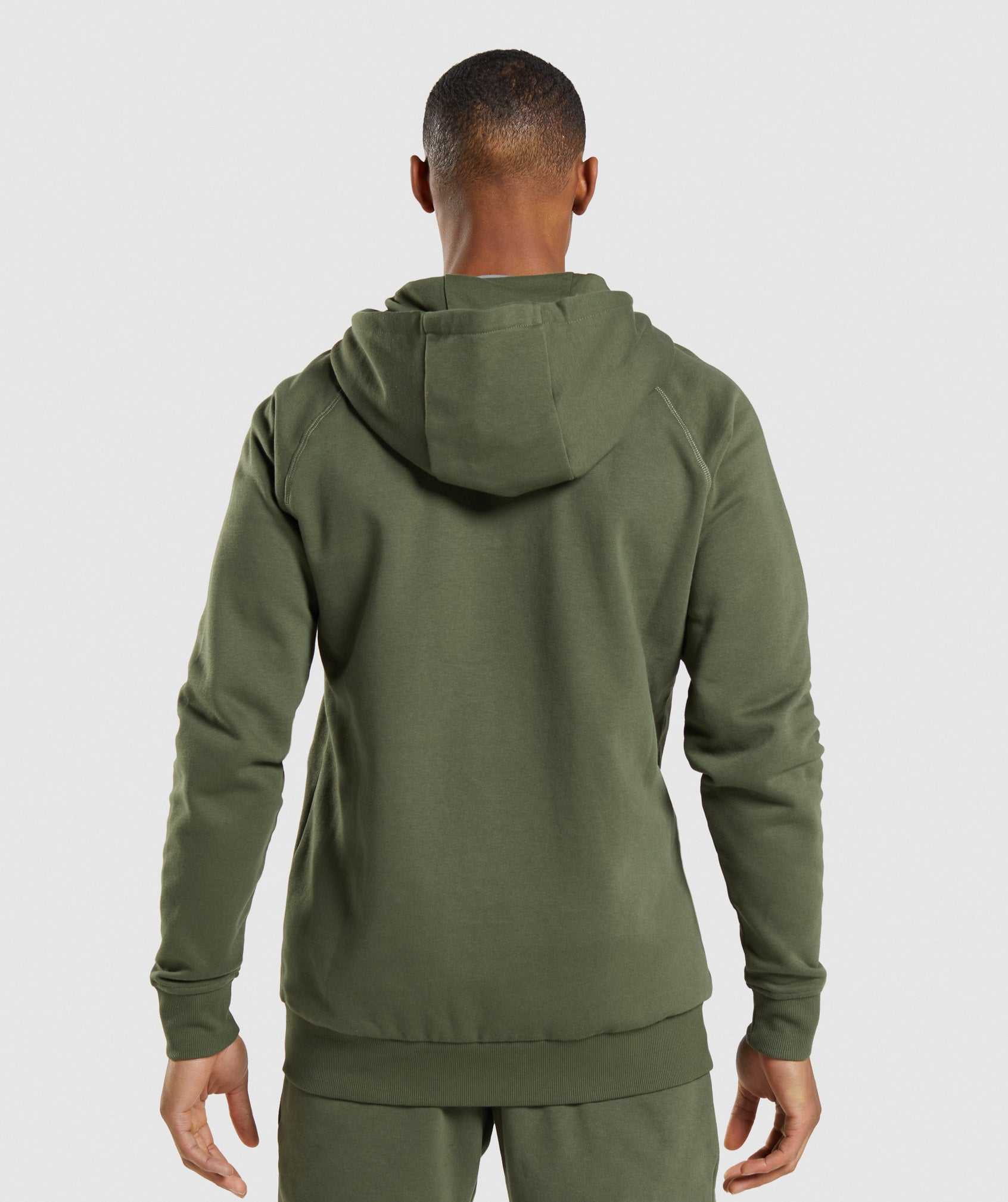 Gymshark Crest Zip Up Hoodie Olijfgroen | MLJC08249