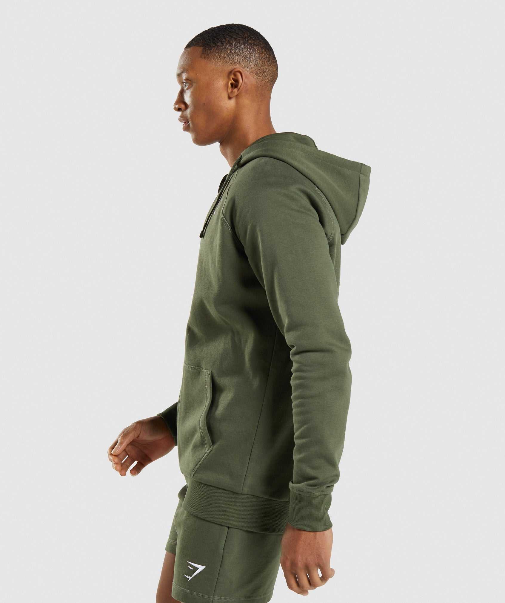 Gymshark Crest Zip Up Hoodie Olijfgroen | MLJC08249