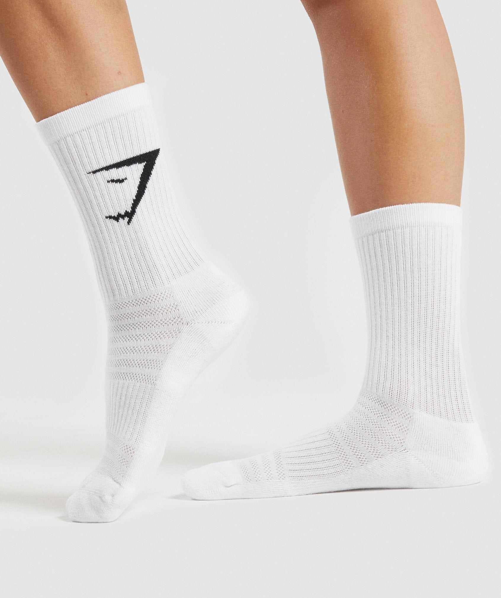 Gymshark Crew Socks 3pk Accessoires Wit | GBEF09824