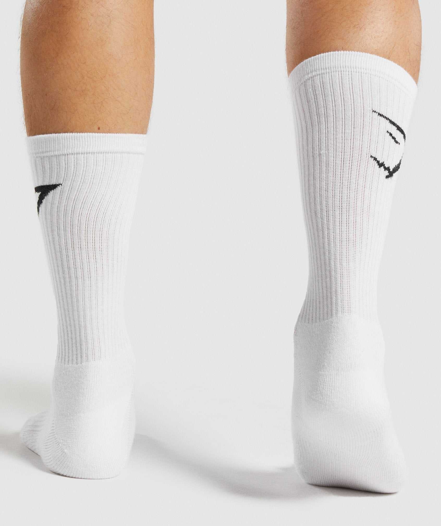 Gymshark Crew Socks 3pk Accessoires Wit | GBEF09824