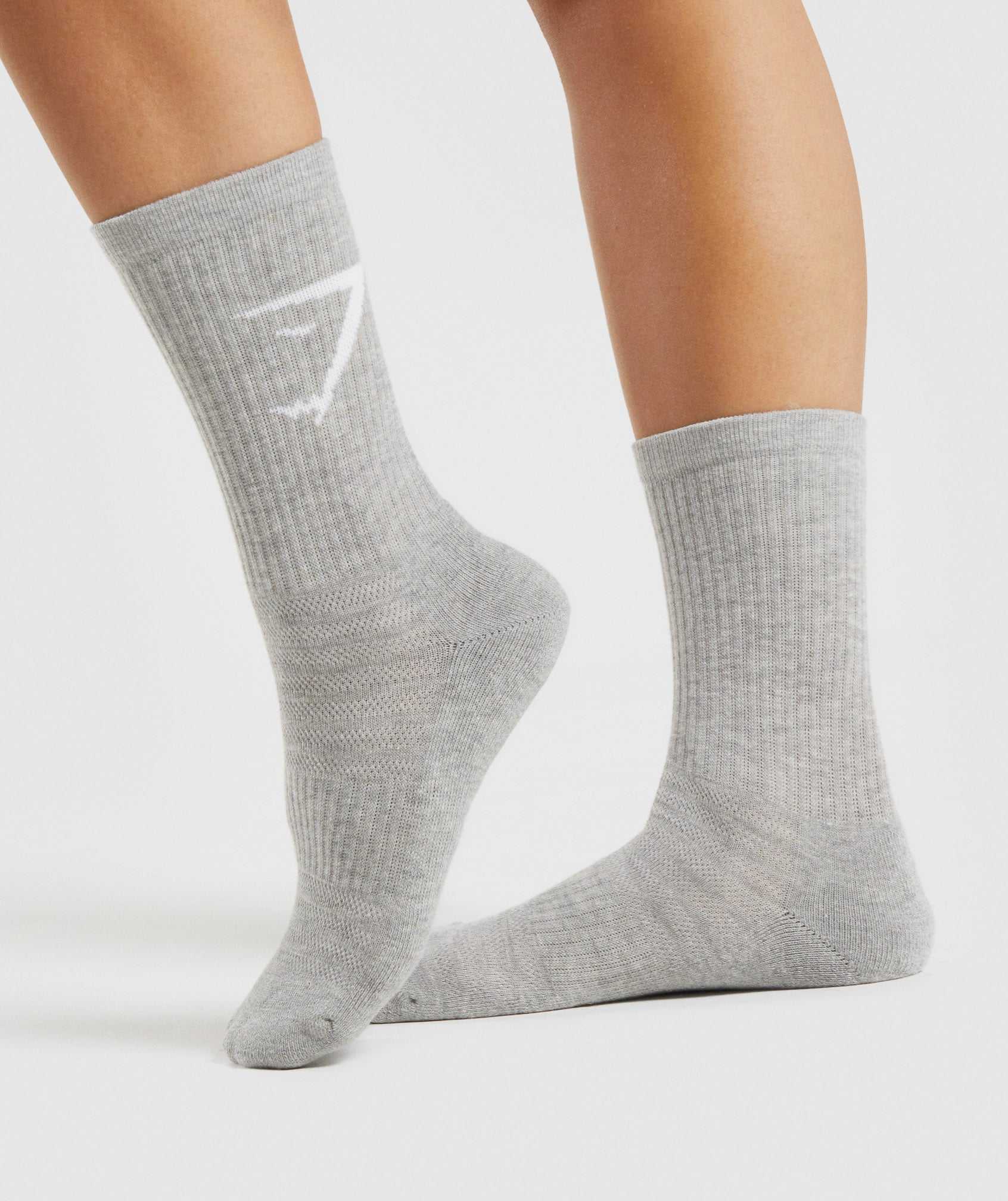 Gymshark Crew Socks 3pk Accessoires Wit Lichtgrijs Zwart | VAKI86403