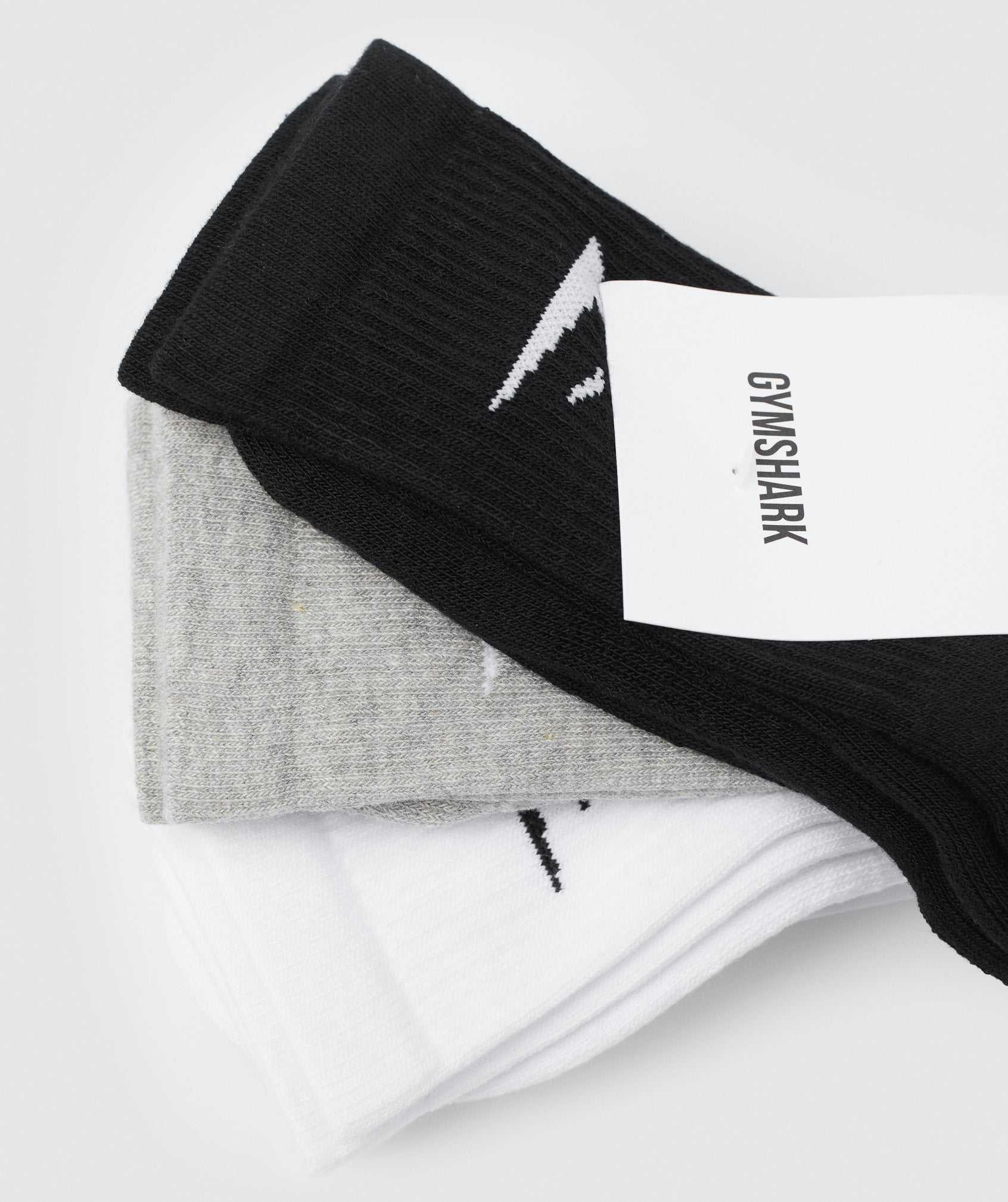 Gymshark Crew Socks 3pk Accessoires Wit Lichtgrijs Zwart | VAKI86403