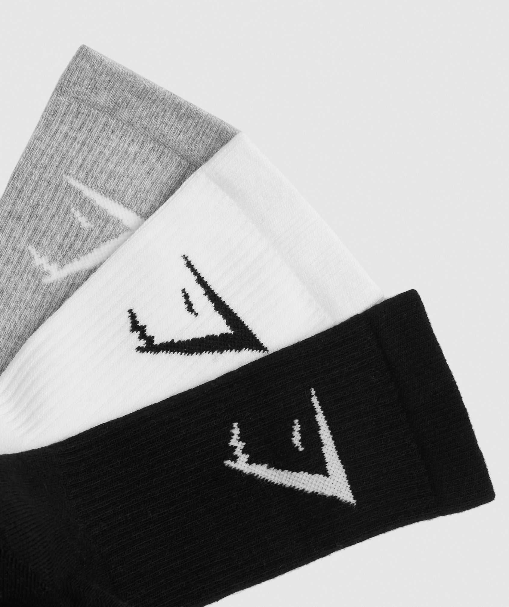 Gymshark Crew Socks 3pk Accessoires Wit Lichtgrijs Zwart | VAKI86403