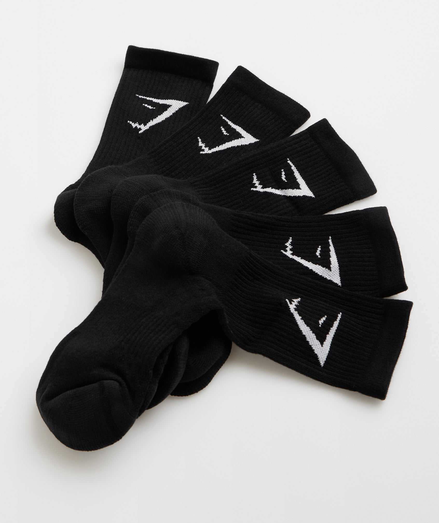 Gymshark Crew Socks 5pk Accessoires Zwart | XHAO54207