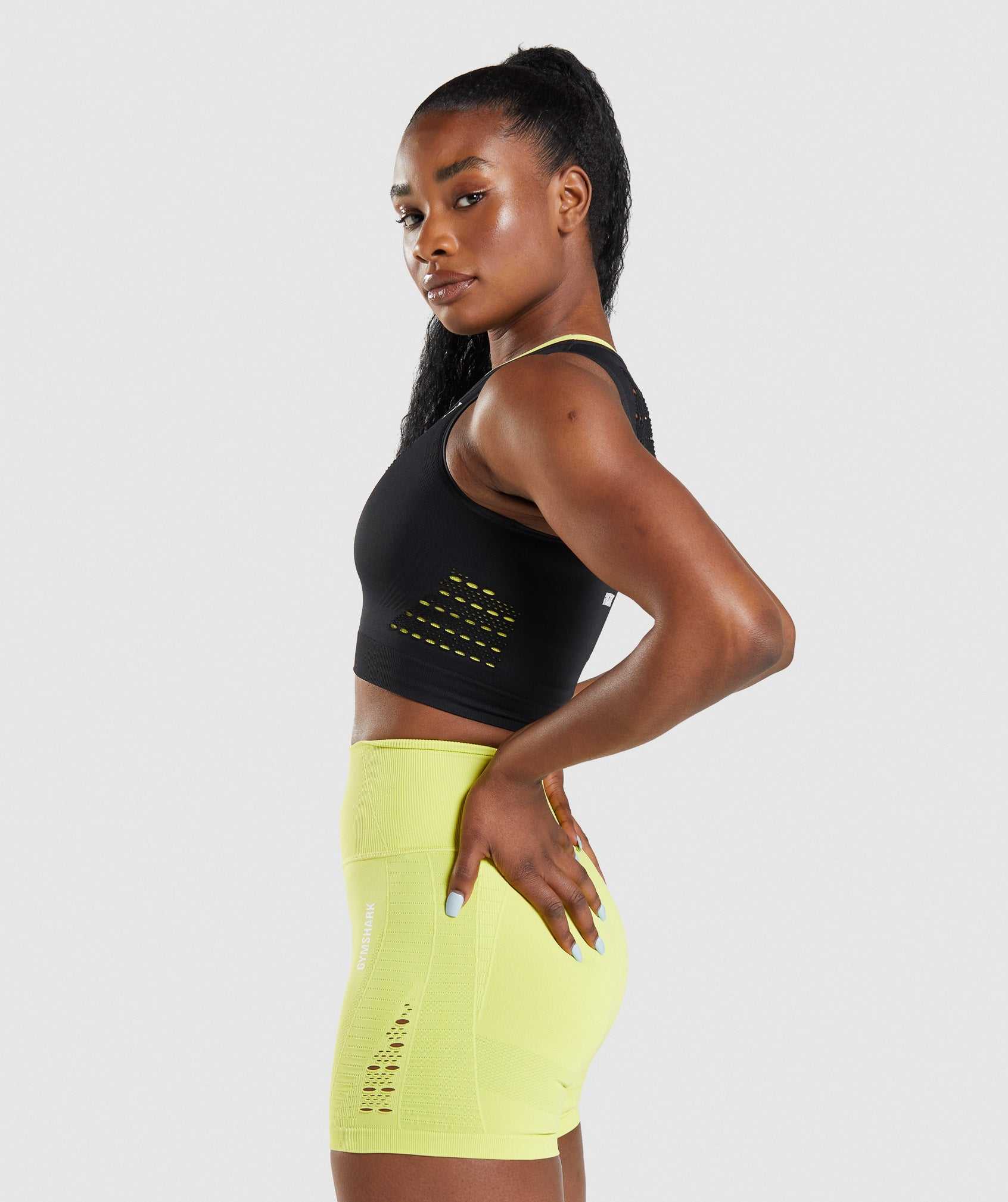 Gymshark Energy Seamless Crop Topjes Zwart | BICU97234