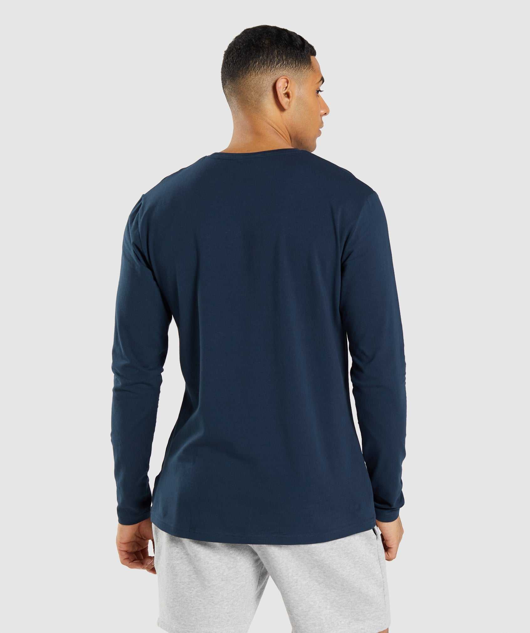 Gymshark Essential Long Sleeve T-shirts Donkerblauw | UIOP47139