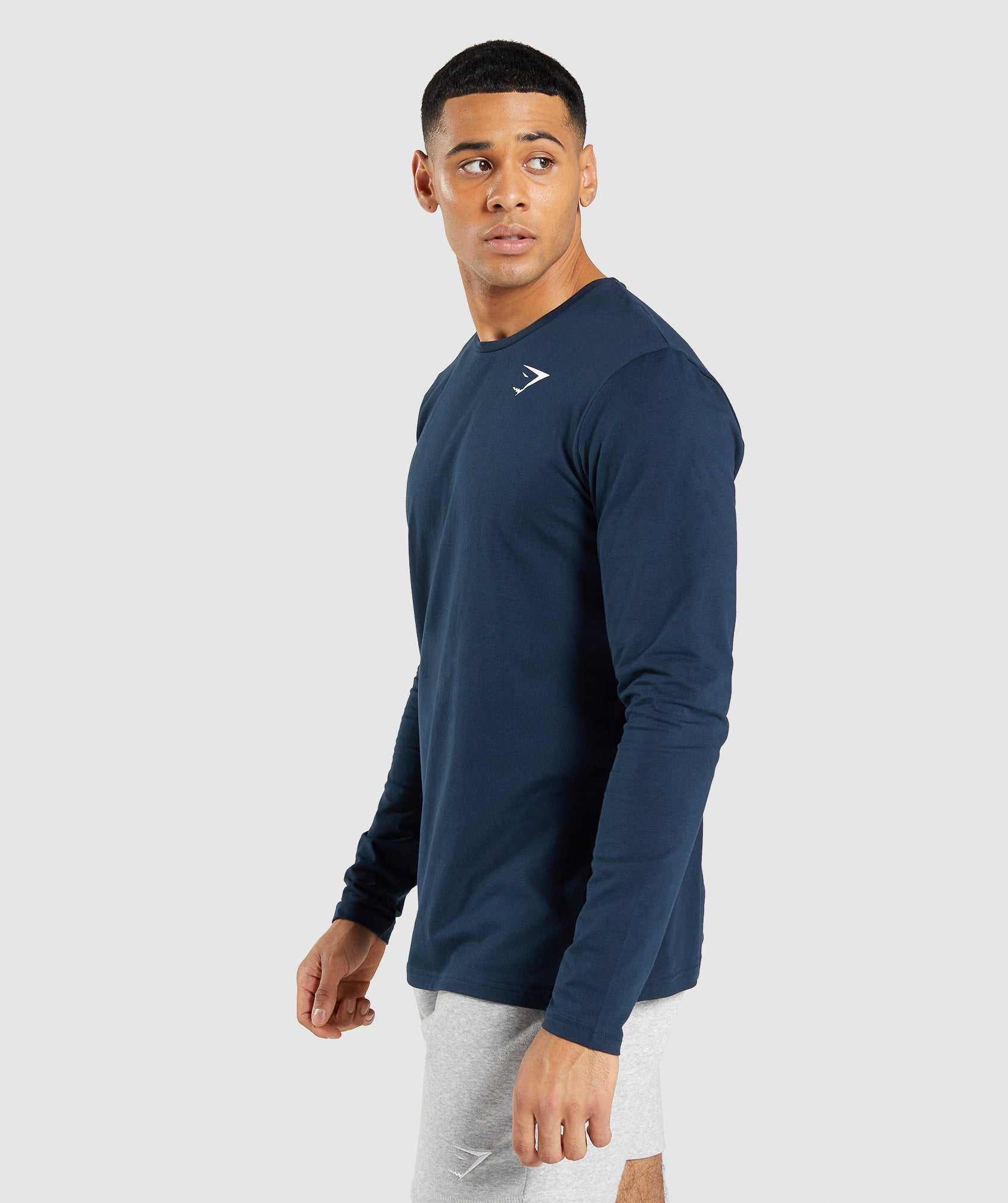 Gymshark Essential Long Sleeve T-shirts Donkerblauw | UIOP47139