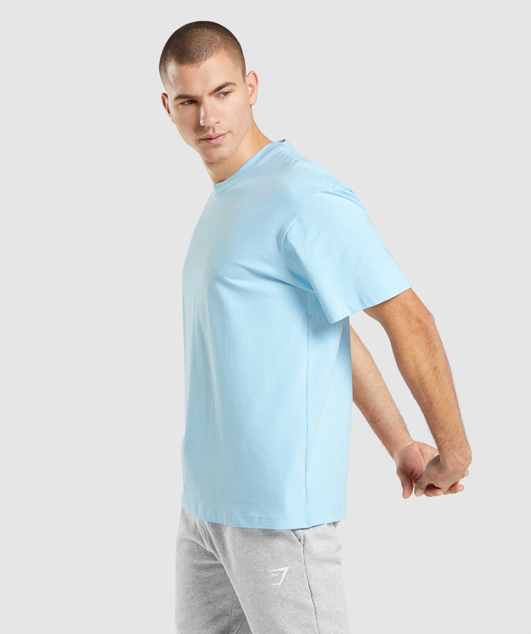 Gymshark Essential Oversized T-shirts Beige Blauw | UHFI95361