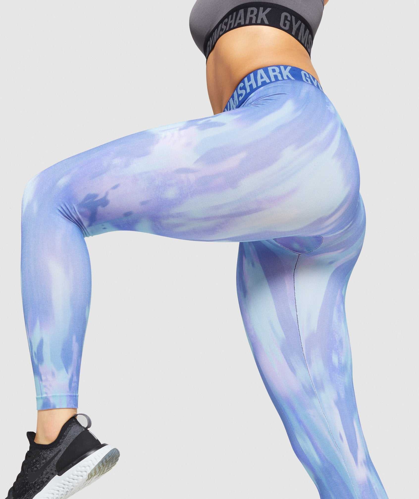 Gymshark Fit Seamless Printed Leggings Blauw | ODTF04376