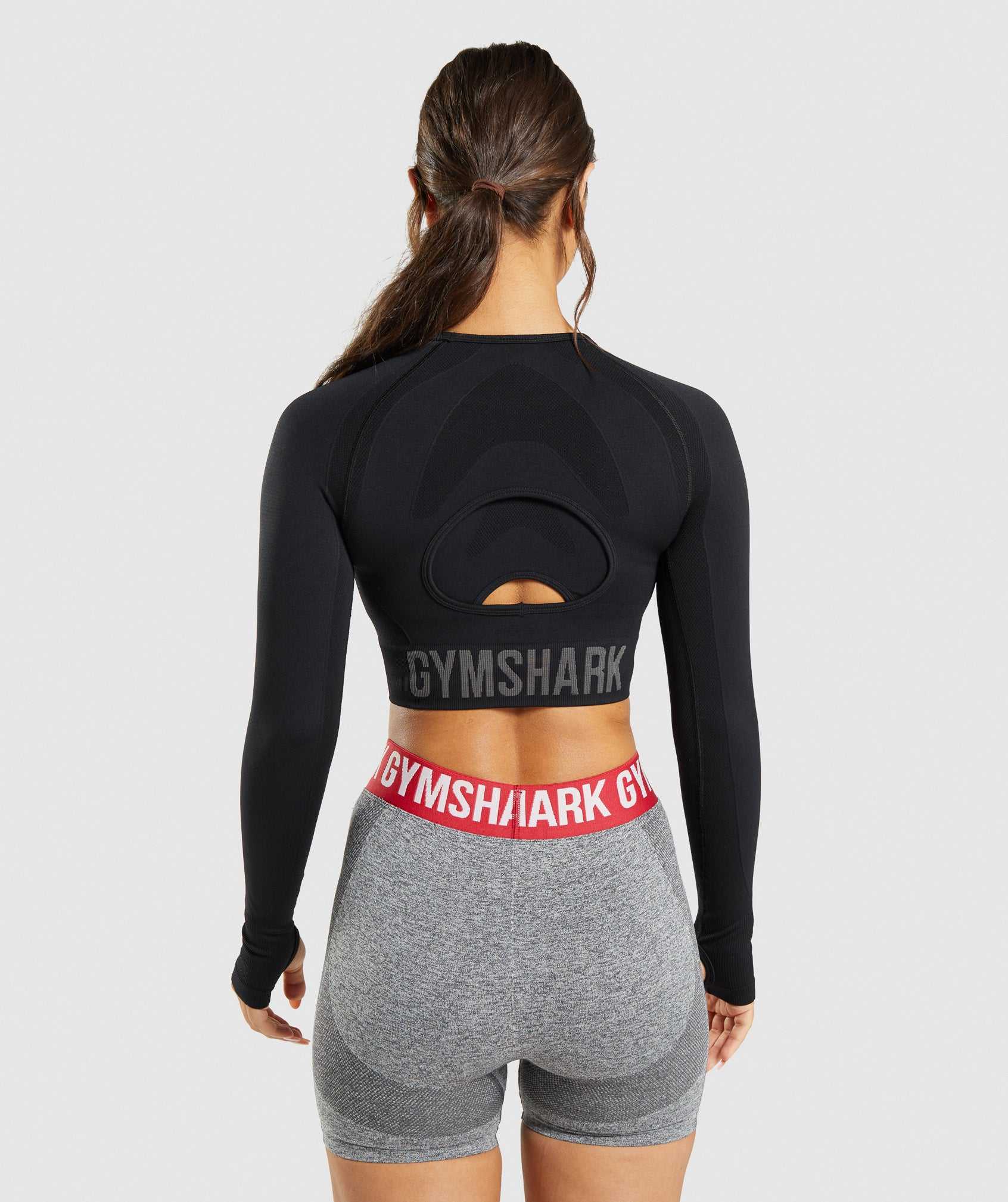 Gymshark Flex Sports Long Sleeve Crop Topjes Zwart | BNVX80149