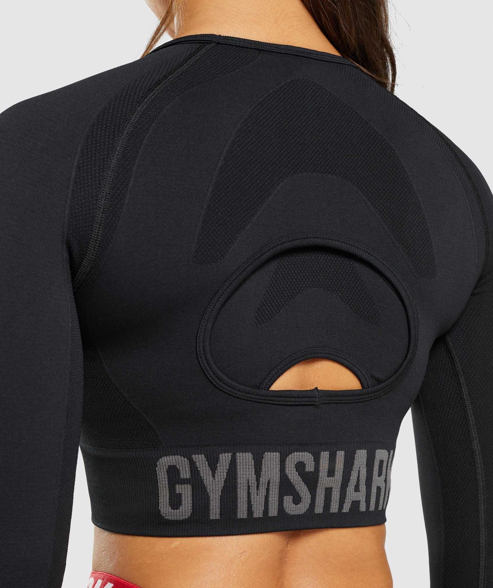 Gymshark Flex Sports Long Sleeve Crop Topjes Zwart | BNVX80149