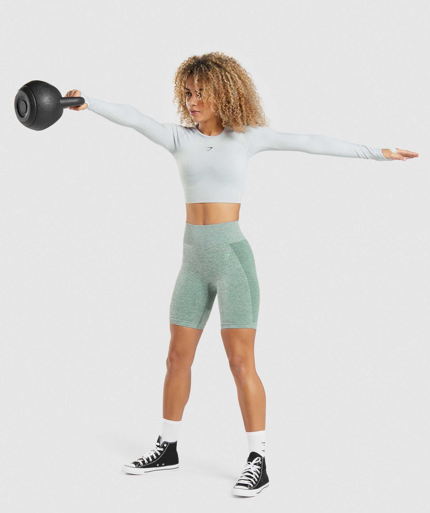 Gymshark Flex Sports Long Sleeve Crop Topjes Lichtgrijs | HFOB78513