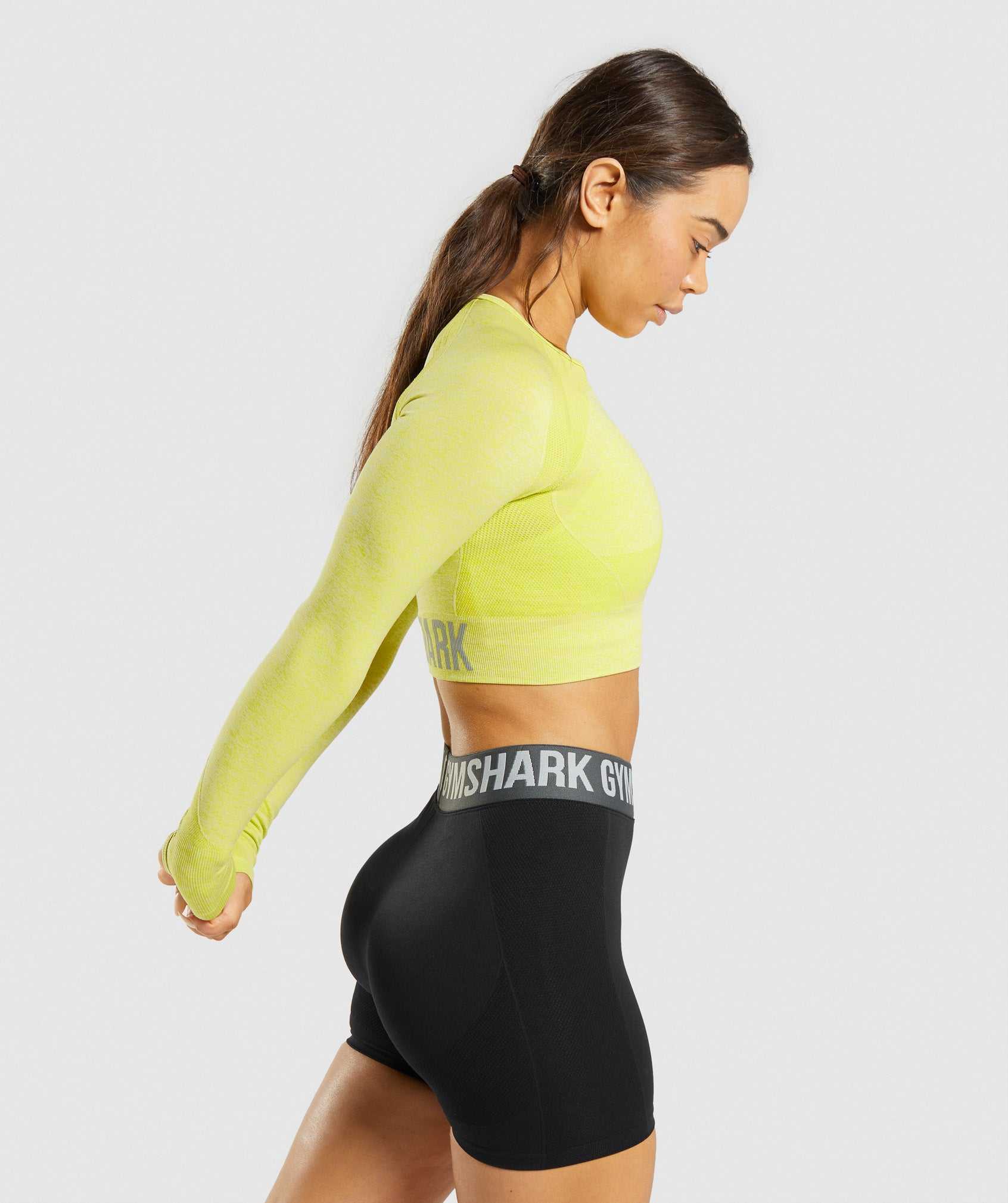 Gymshark Flex Sports Long Sleeve Crop Topjes Geel | SUQW80765