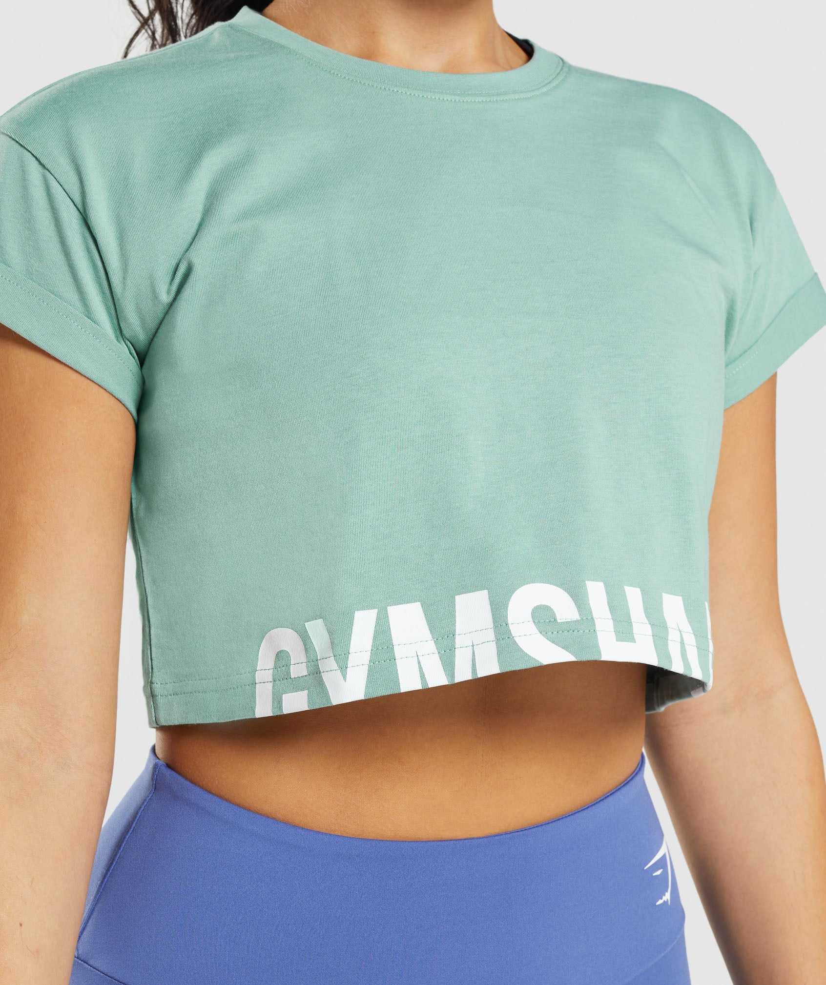 Gymshark Fraction Crop Tanktop Blauw | FNVT65490