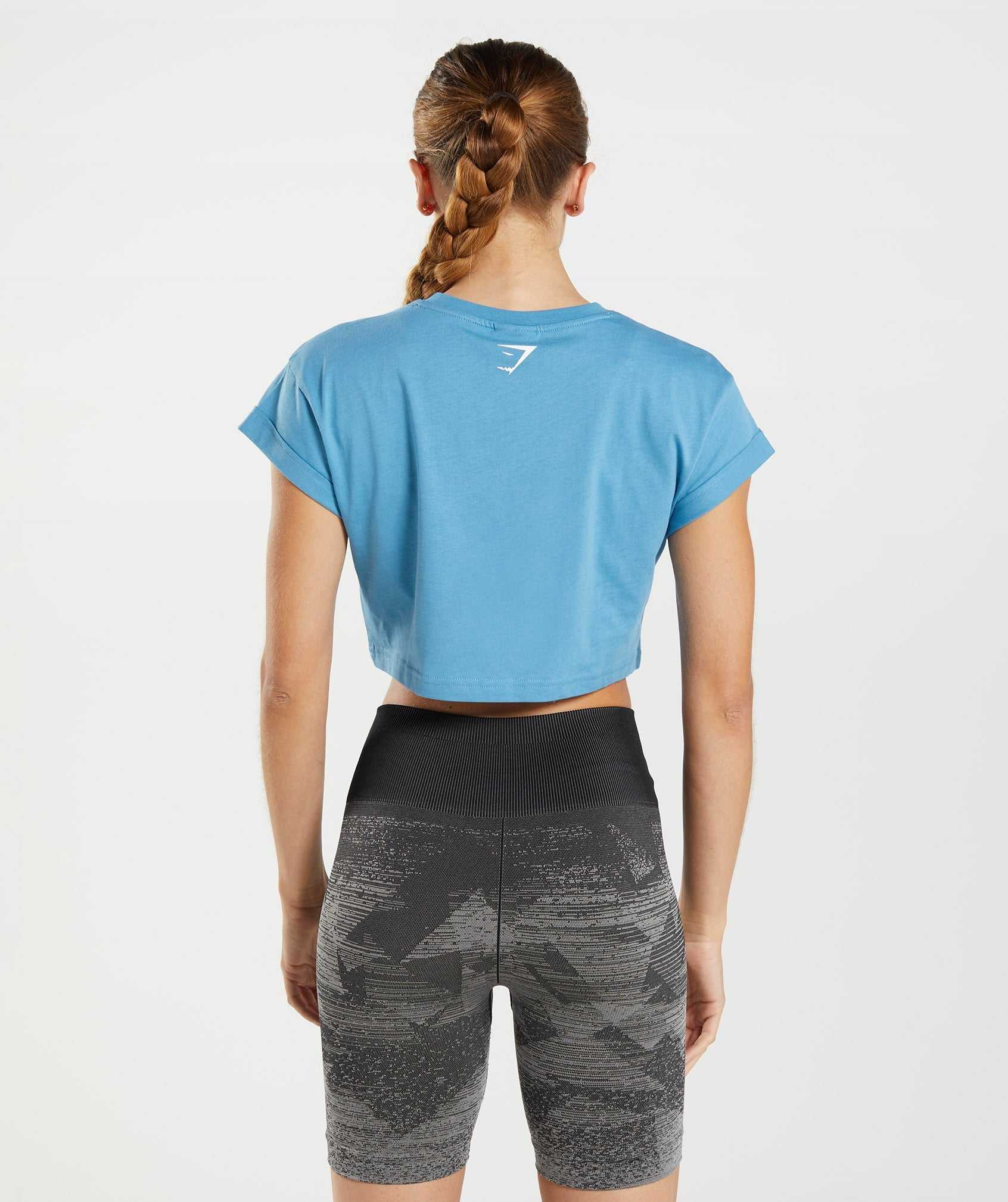 Gymshark Fraction Crop Topjes Blauw | KYXQ40289