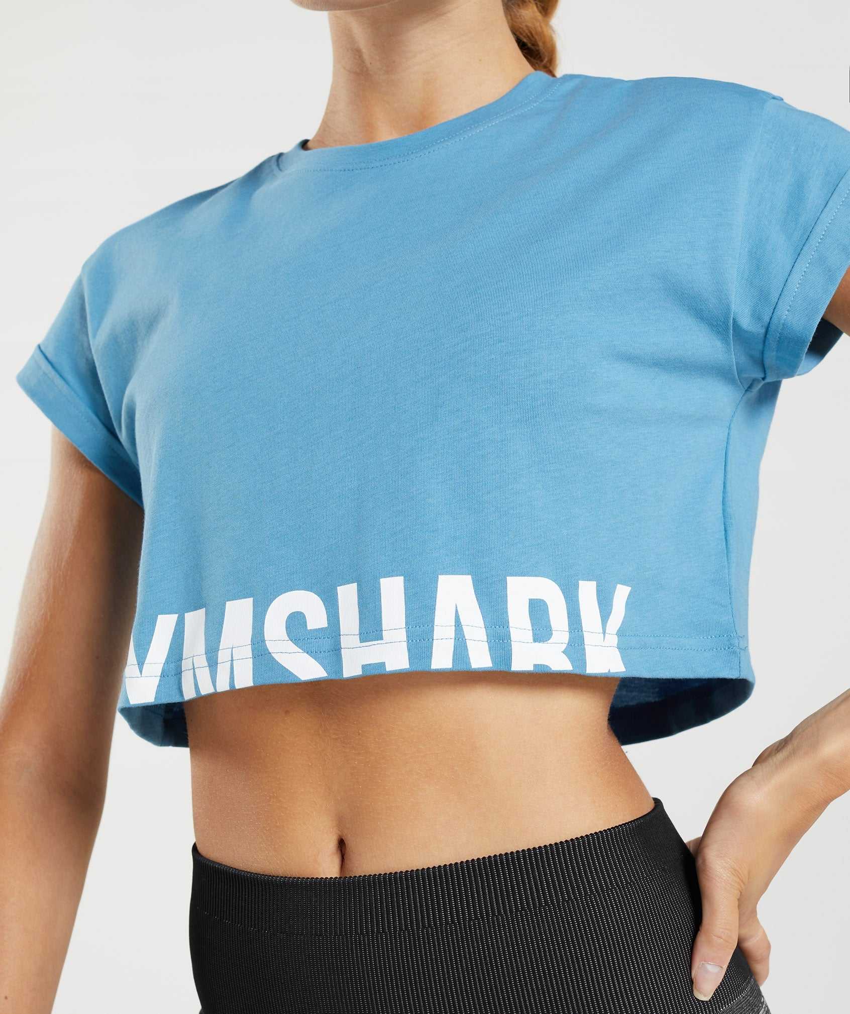 Gymshark Fraction Crop Topjes Blauw | KYXQ40289