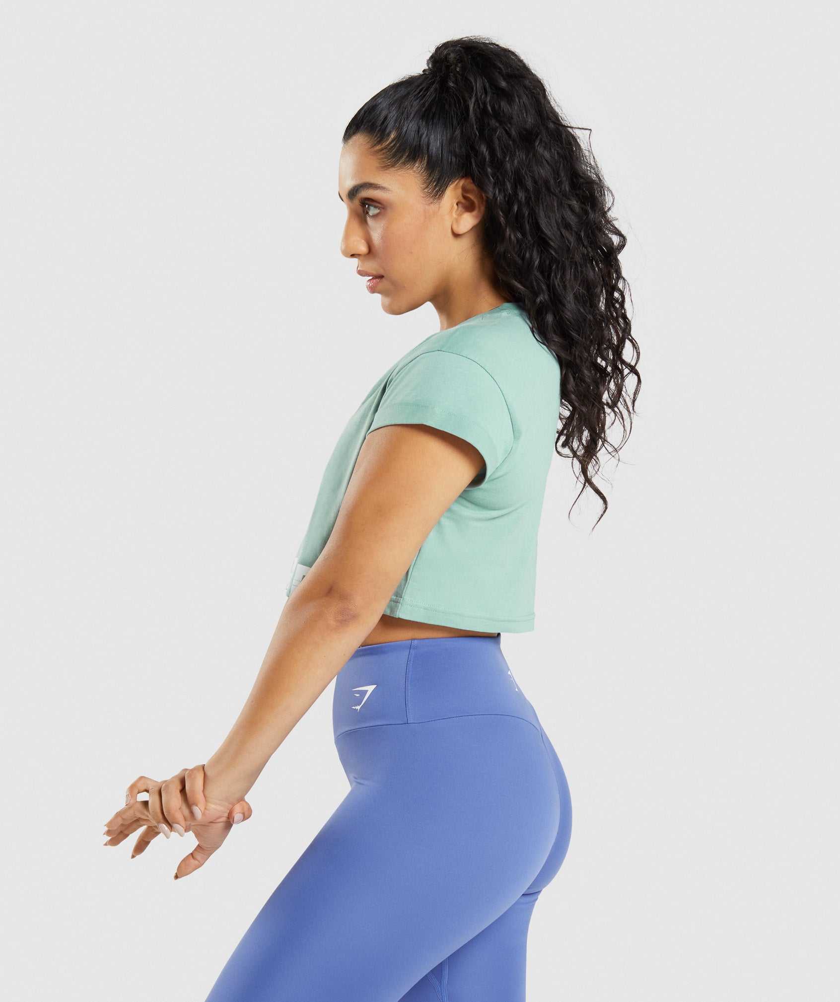 Gymshark Fraction Crop Topjes Blauw | YQEU91536