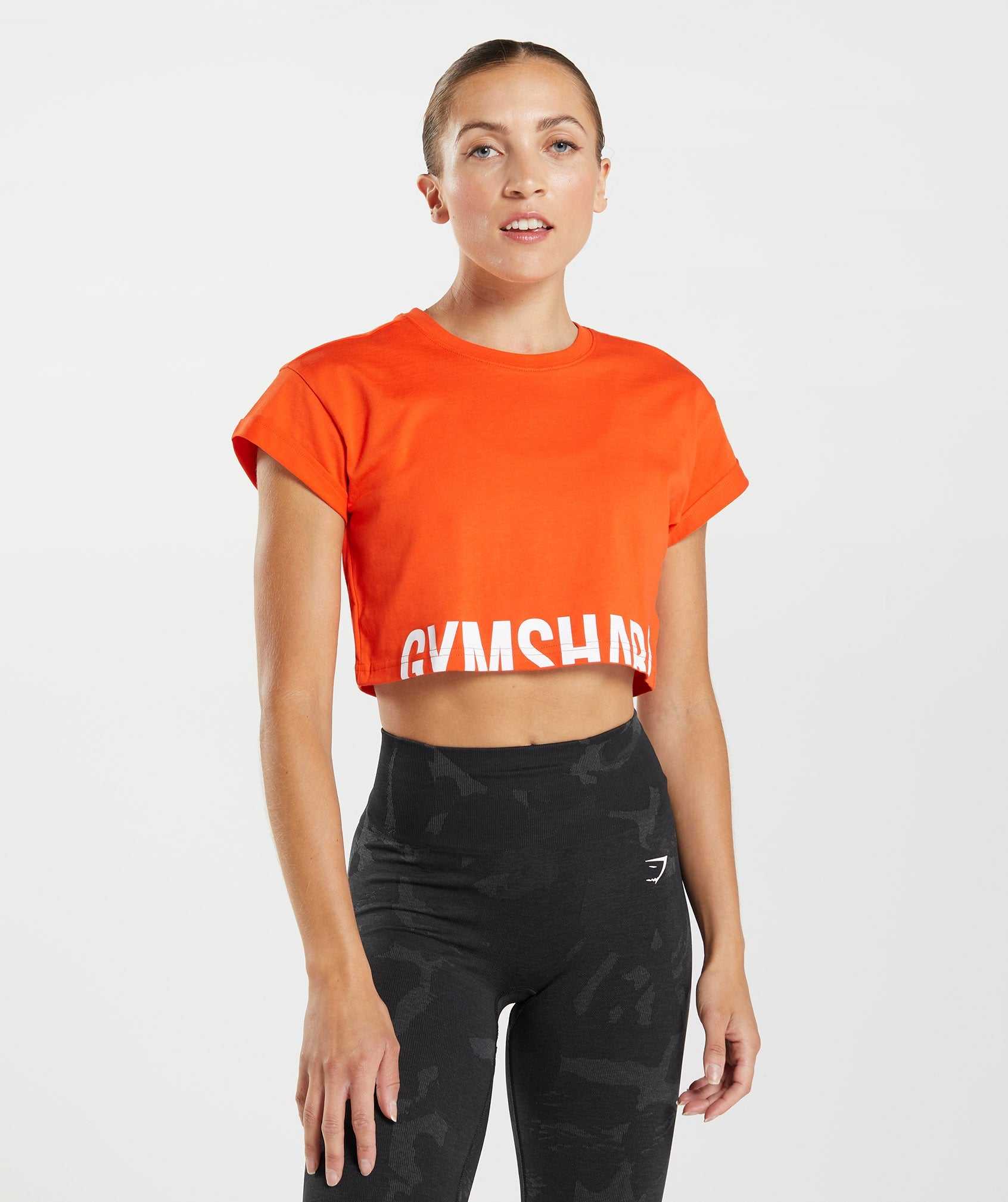 Gymshark Fraction Crop Topjes Rood | PLBX94201