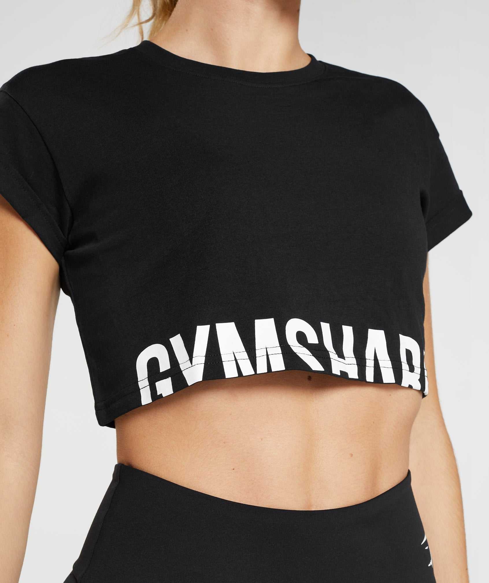 Gymshark Fraction Crop Topjes Zwart | FTMY24730