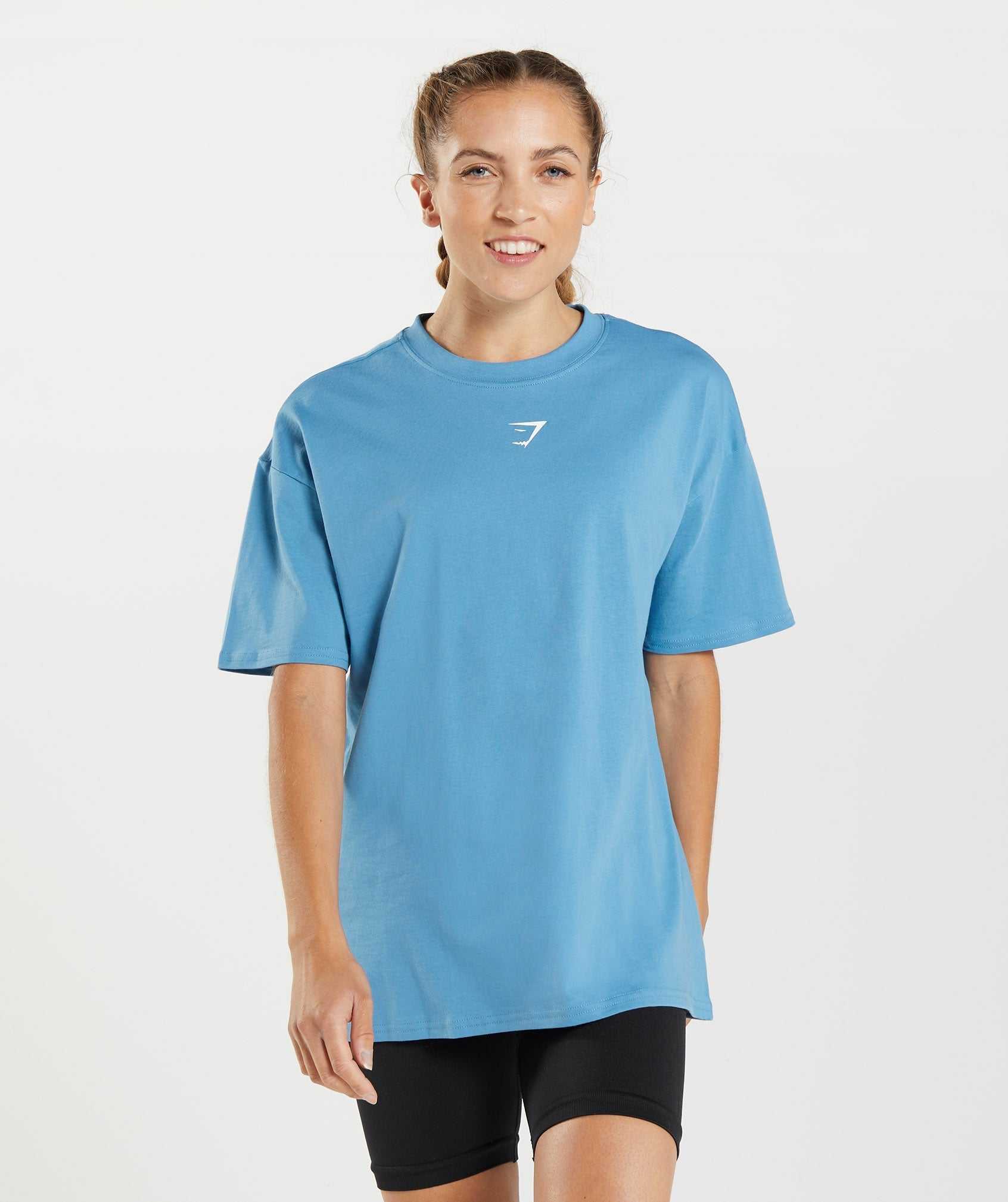 Gymshark Fraction Oversized T-shirts Blauw | SGCF63279