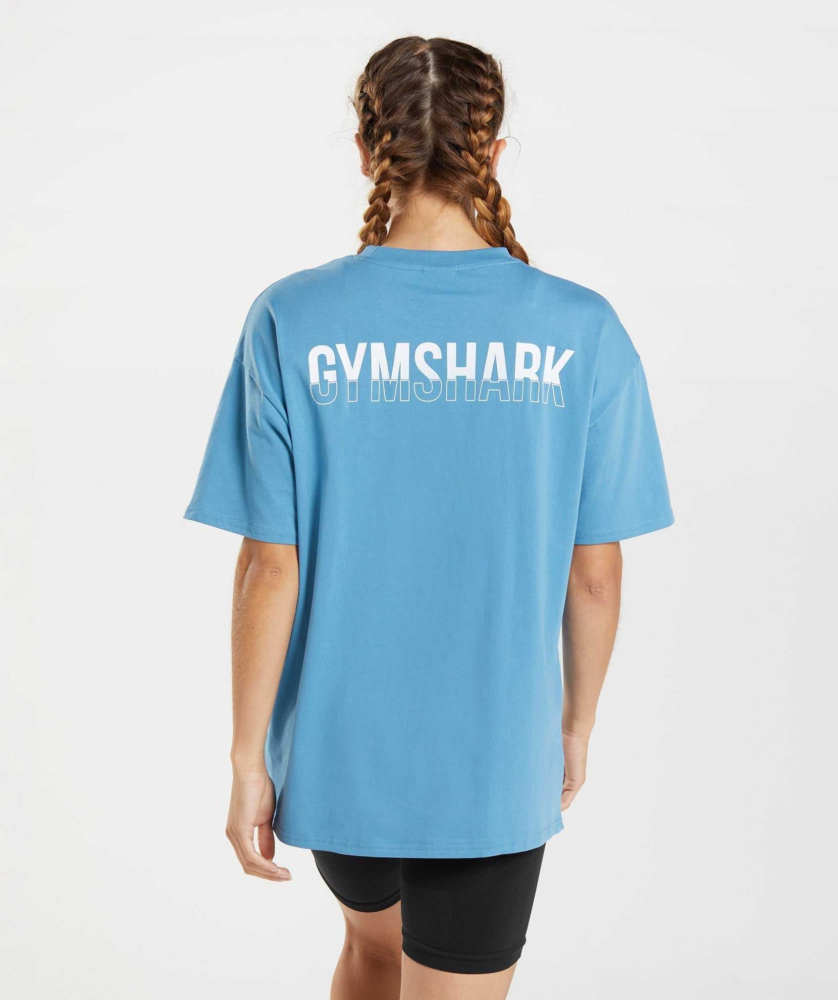 Gymshark Fraction Oversized T-shirts Blauw | SGCF63279