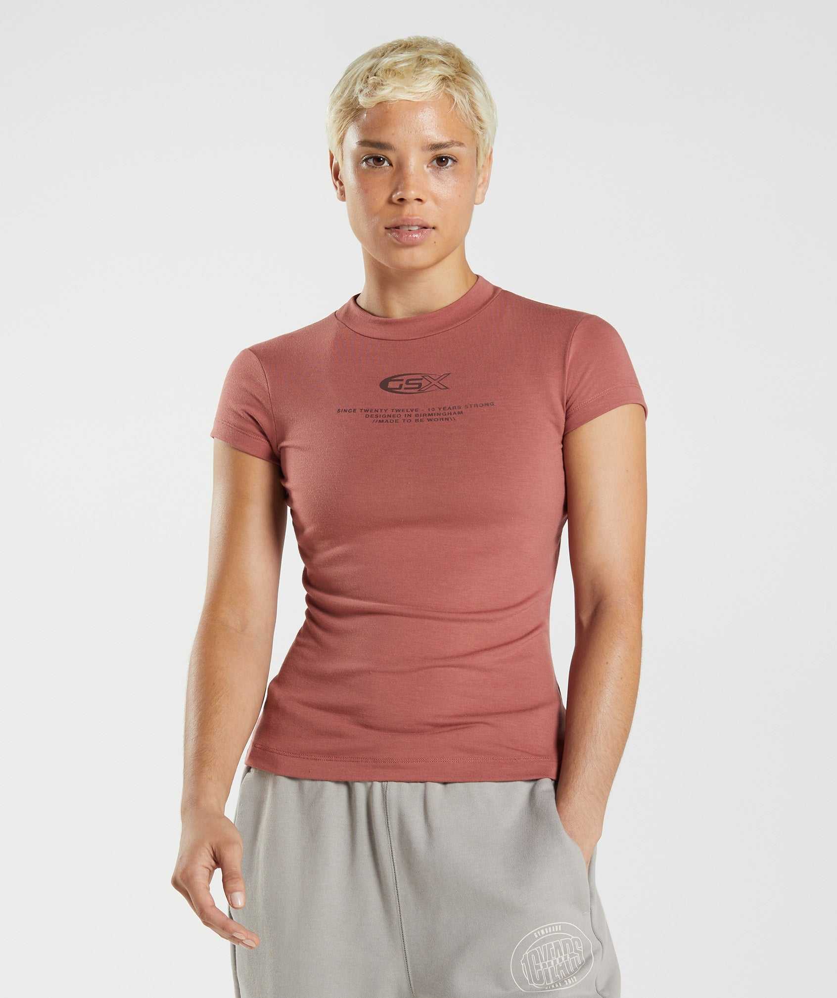 Gymshark GS10 Year Body Fit T-shirts Roze Bruin | RFXD95034