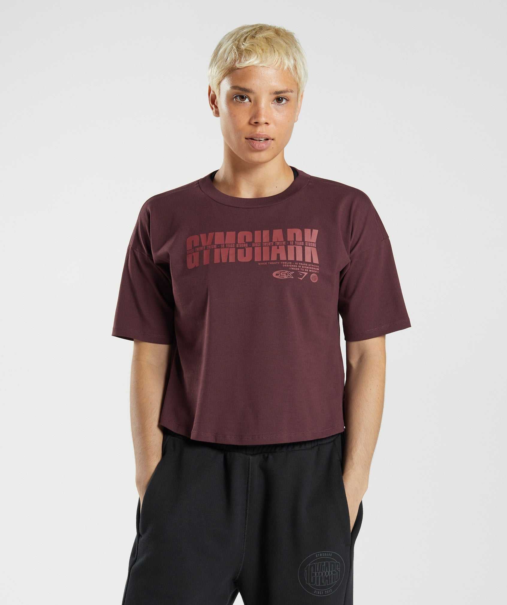 Gymshark GS10 Year Midi Topjes Bordeaux | IVOU86031