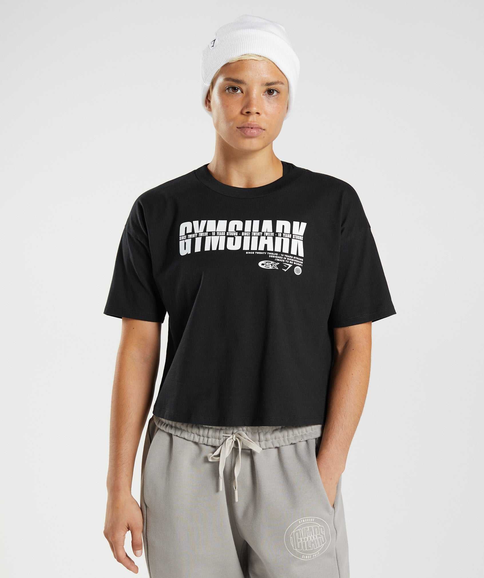 Gymshark GS10 Year Midi Topjes Zwart | AHMR94280