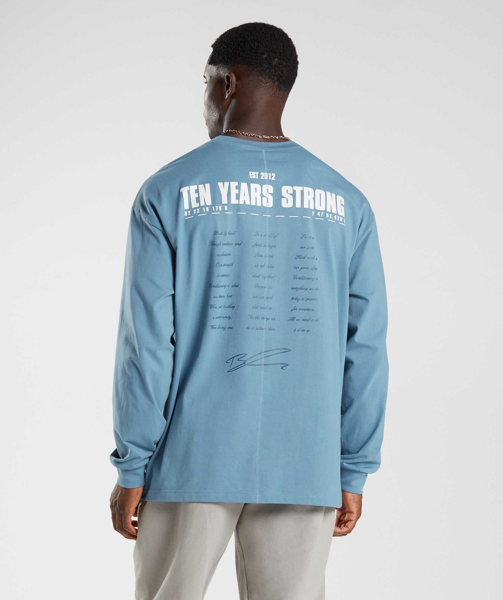 Gymshark GS10 Year Oversized Long Sleeve T-shirts Blauw | RKMU28460