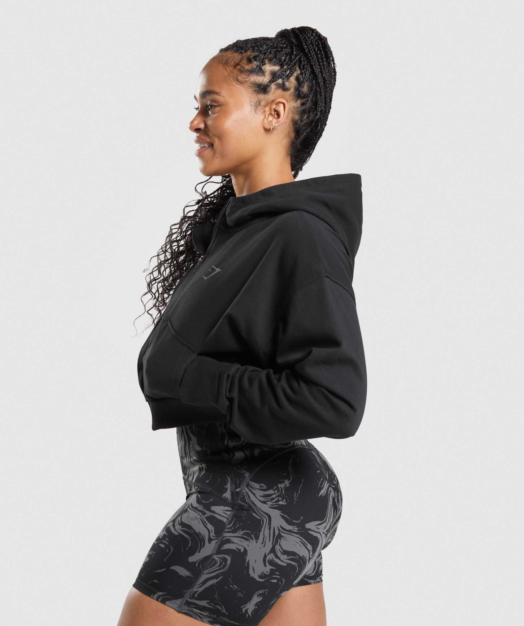 Gymshark GS Power Cropped Zip Hoodie Zwart | RHYA86139