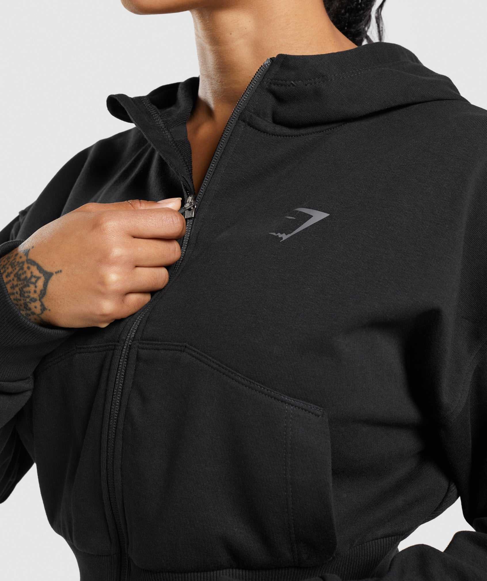 Gymshark GS Power Cropped Zip Hoodie Zwart | RHYA86139