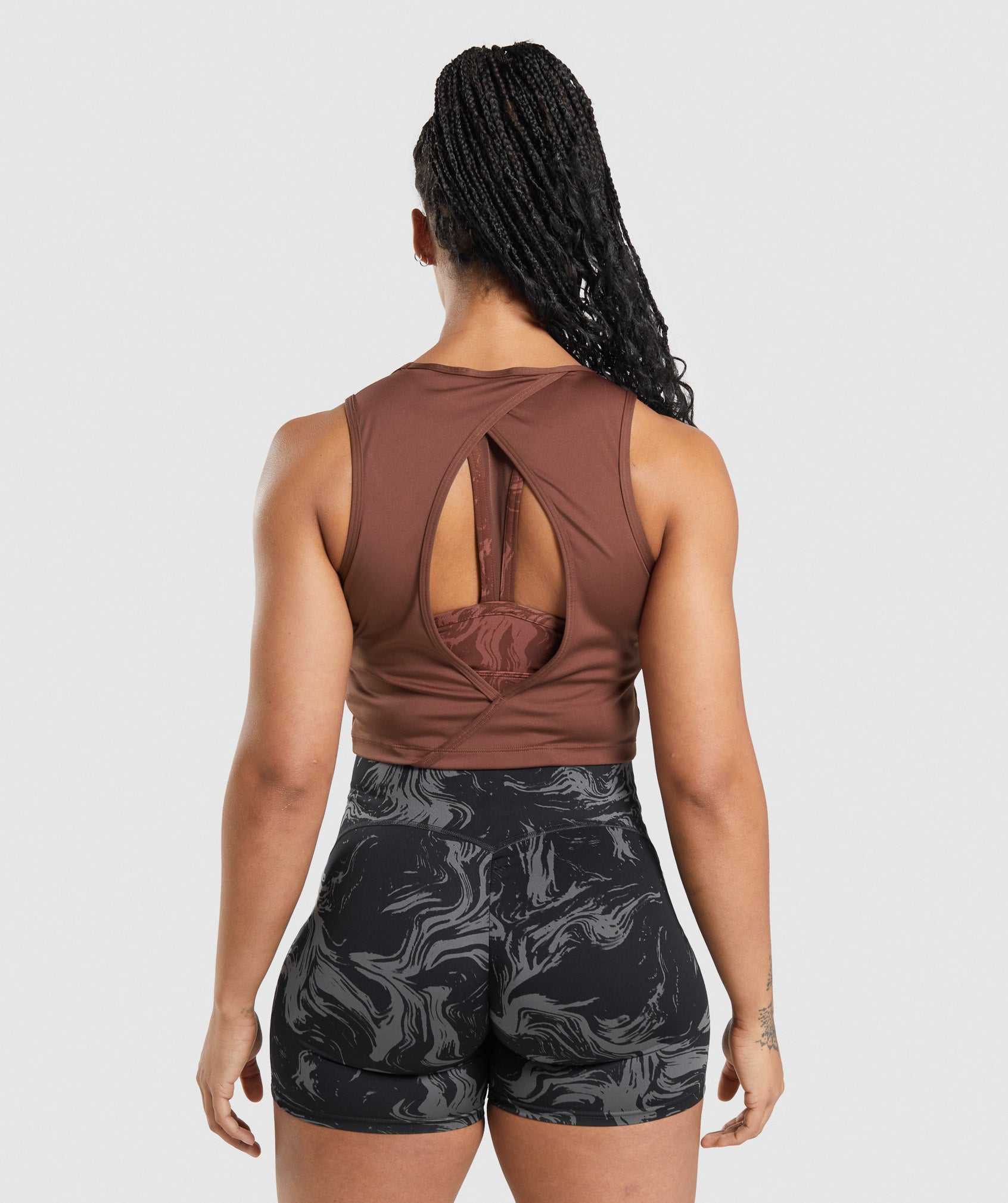 Gymshark GS Power Open Back Cropped Tanktop Roze Bruin | JGHC17865