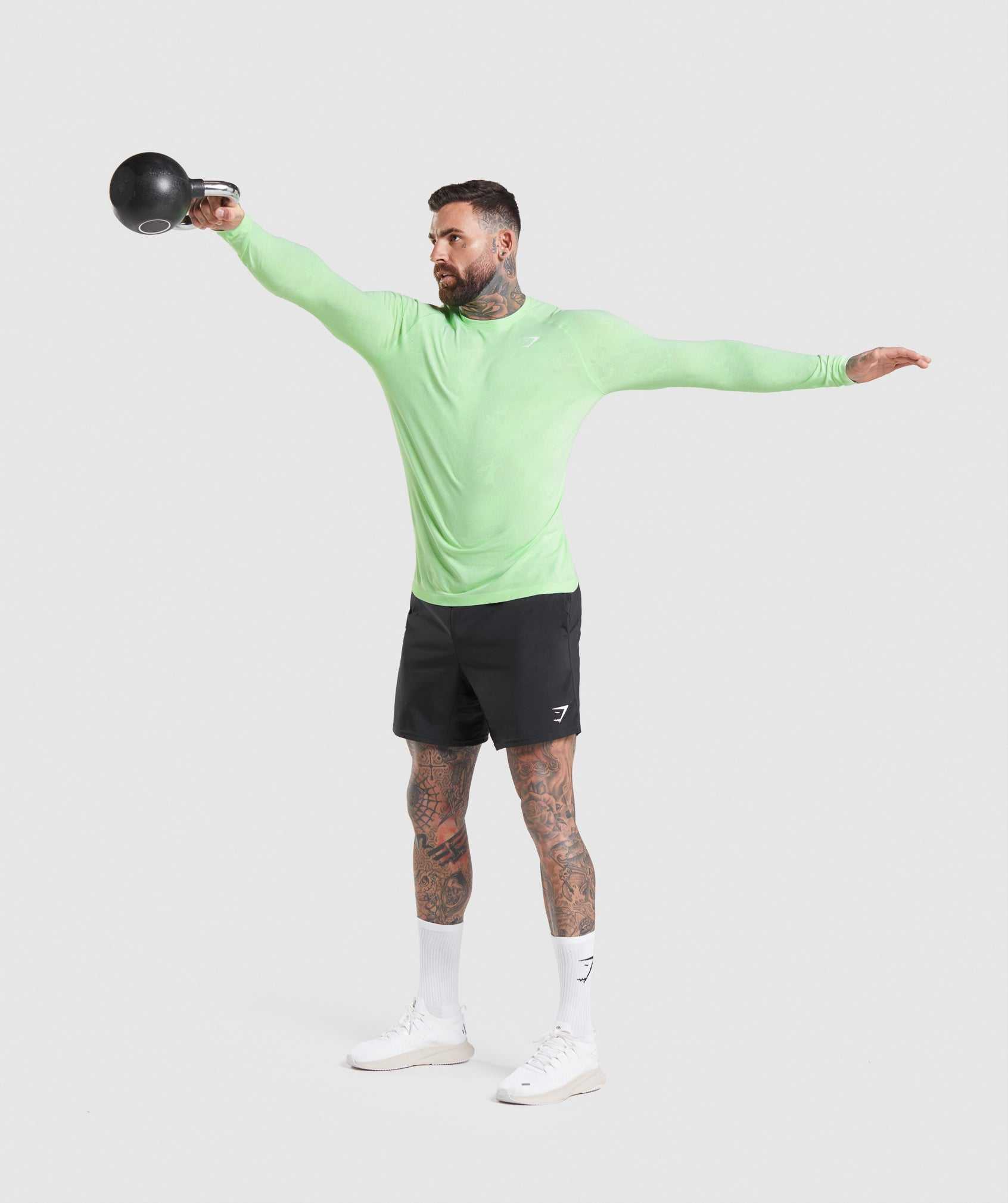 Gymshark Geo Seamless Long Sleeve T-shirts Groen Wit | NUPB86147